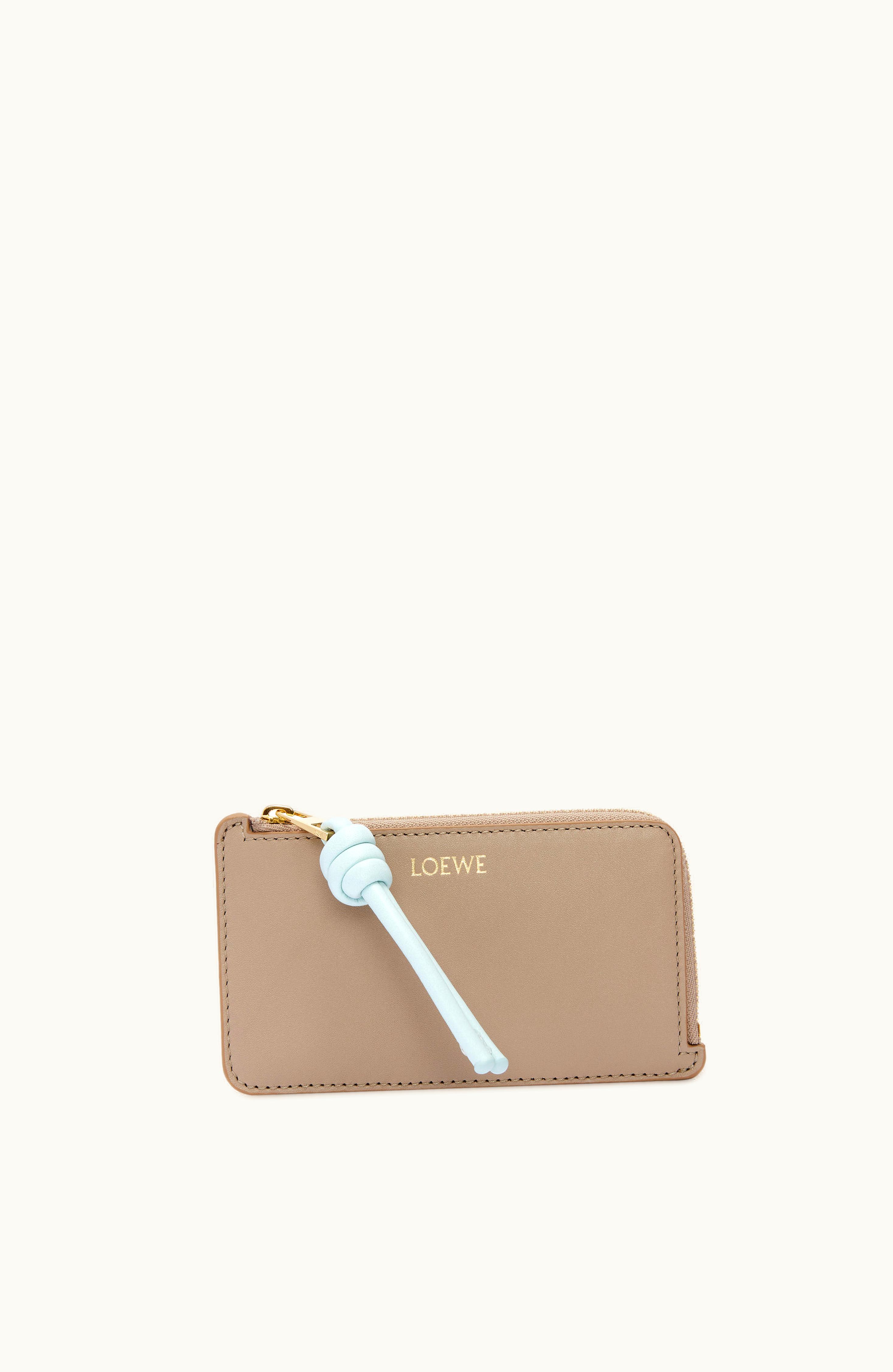 Loewe Loewe Knot Coin Cardholder In Shiny Nappa Calfskin Sand / Blue Iceberg