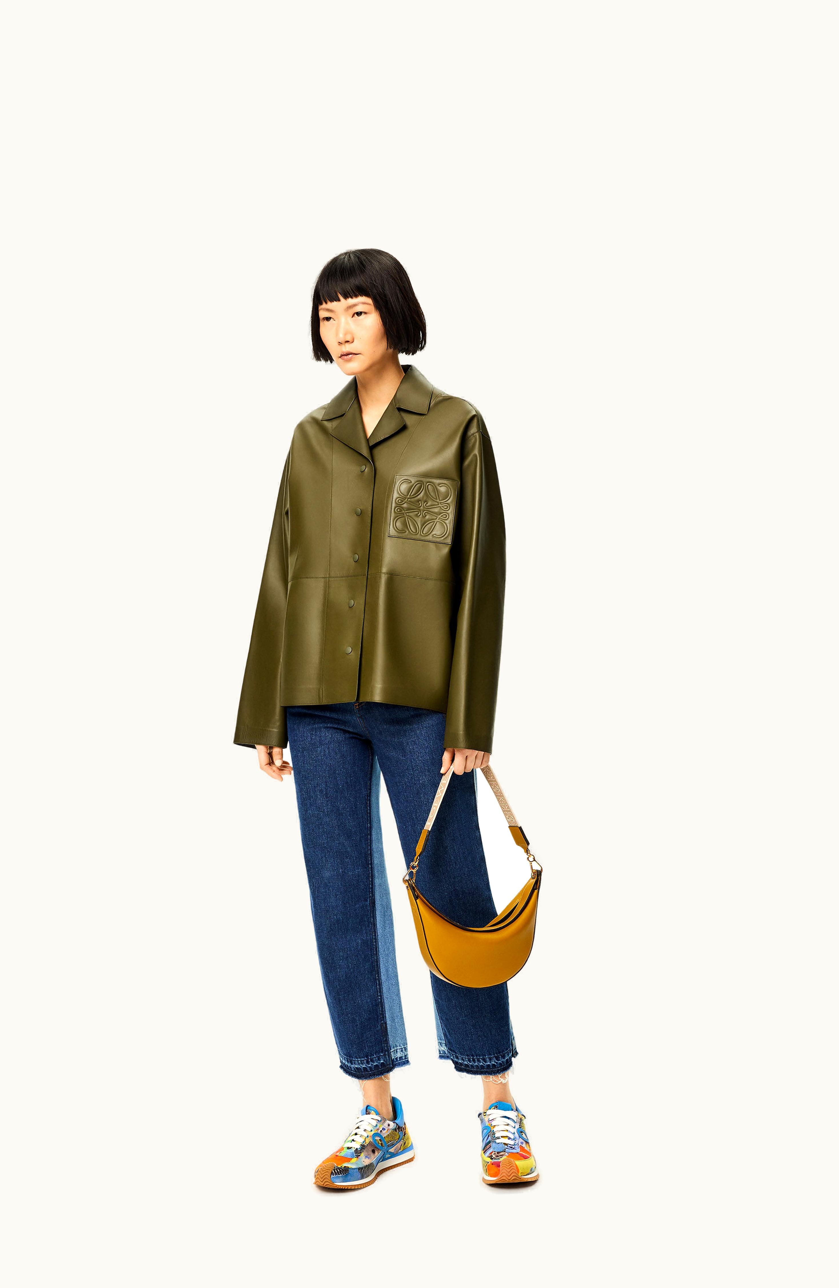 Loewe Loewe Pyjama Blouse In Nappa Lambskin Dark Khaki Green