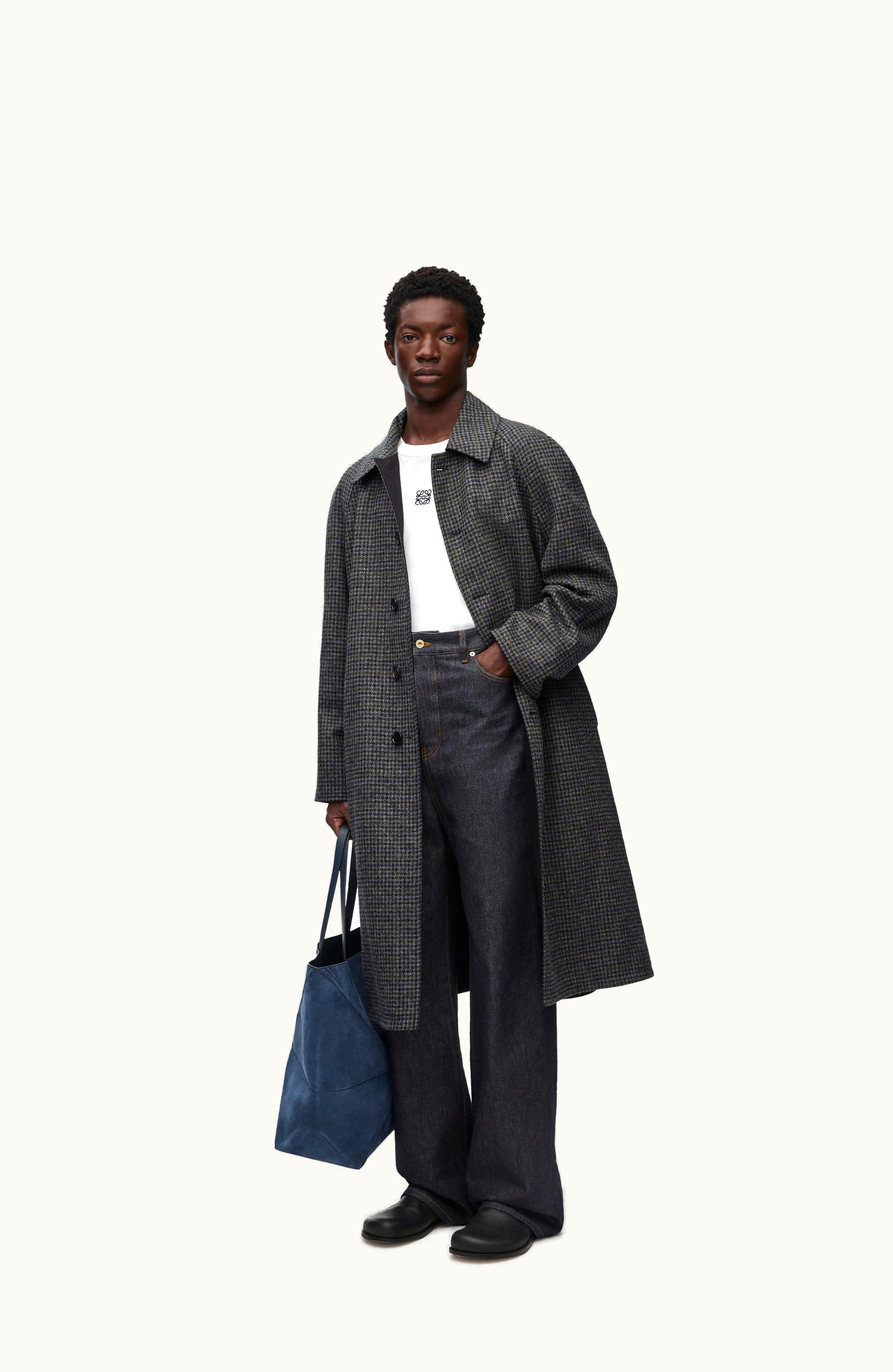 Loewe Loewe Car Coat In Wool Black / Blue / Grey