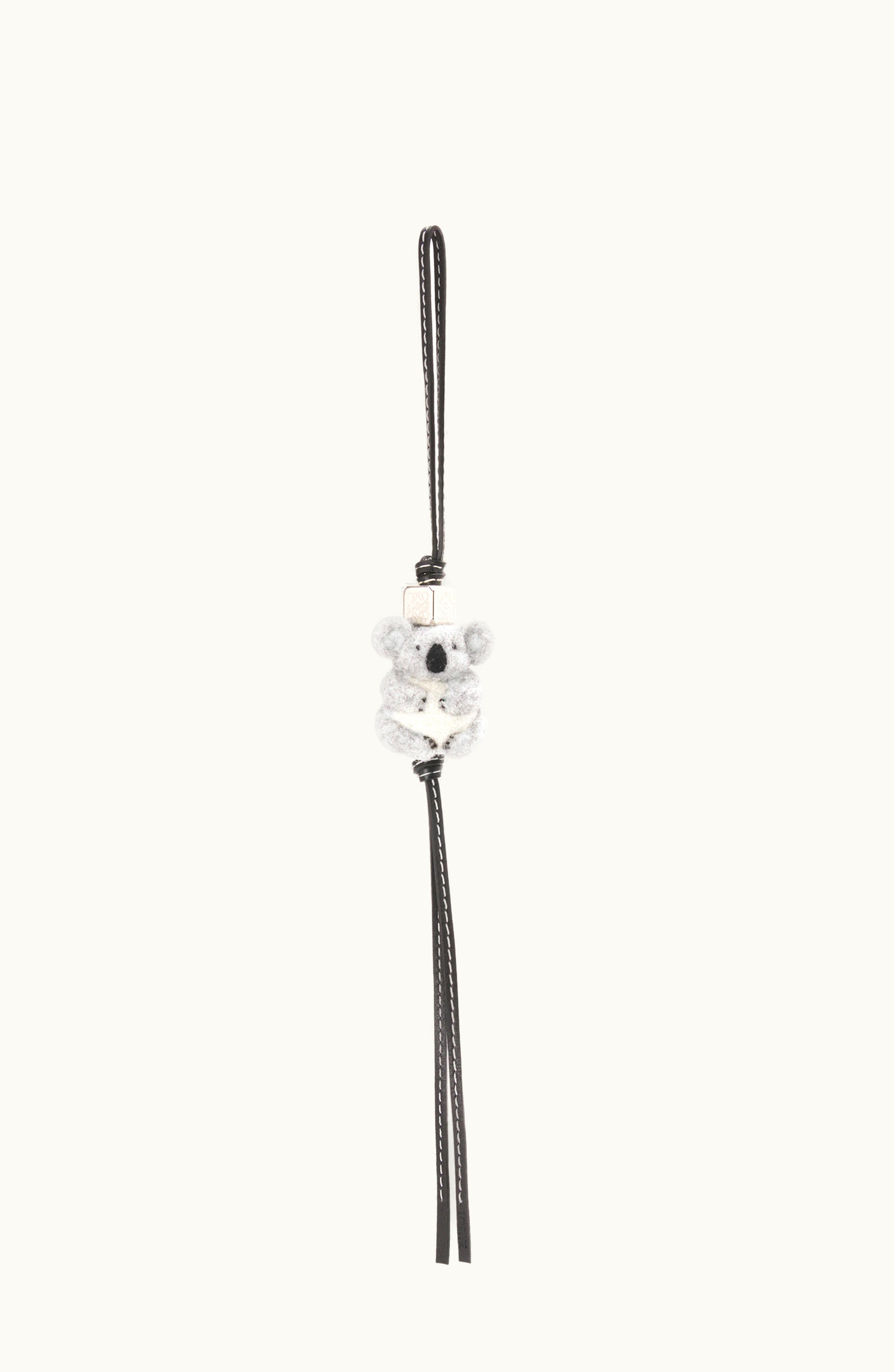 Loewe Loewe Koala Charm In Felt And Calfskin Light Grey / Black