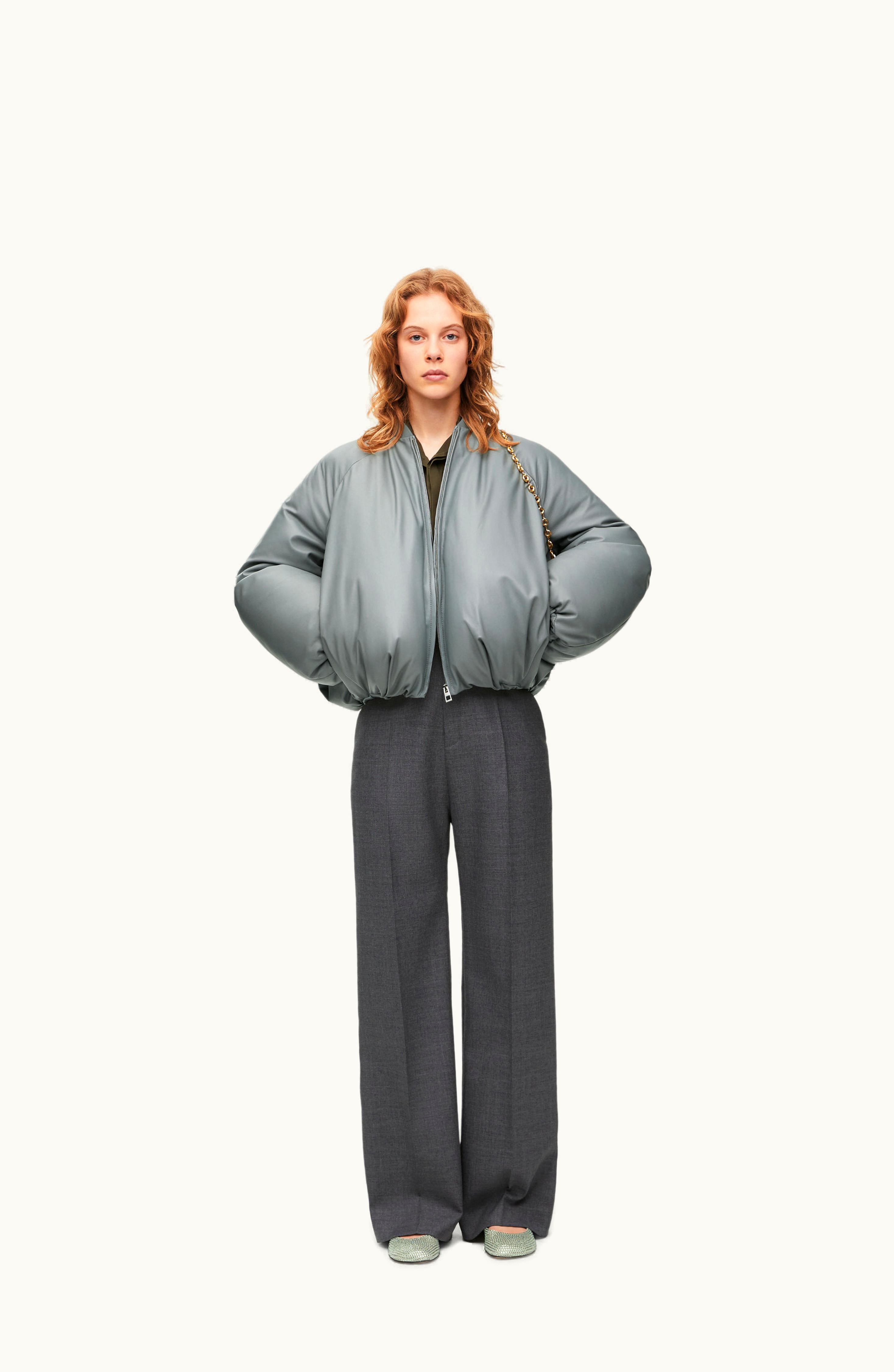 Loewe Loewe Padded Bomber Jacket In Nappa Lambskin Grey