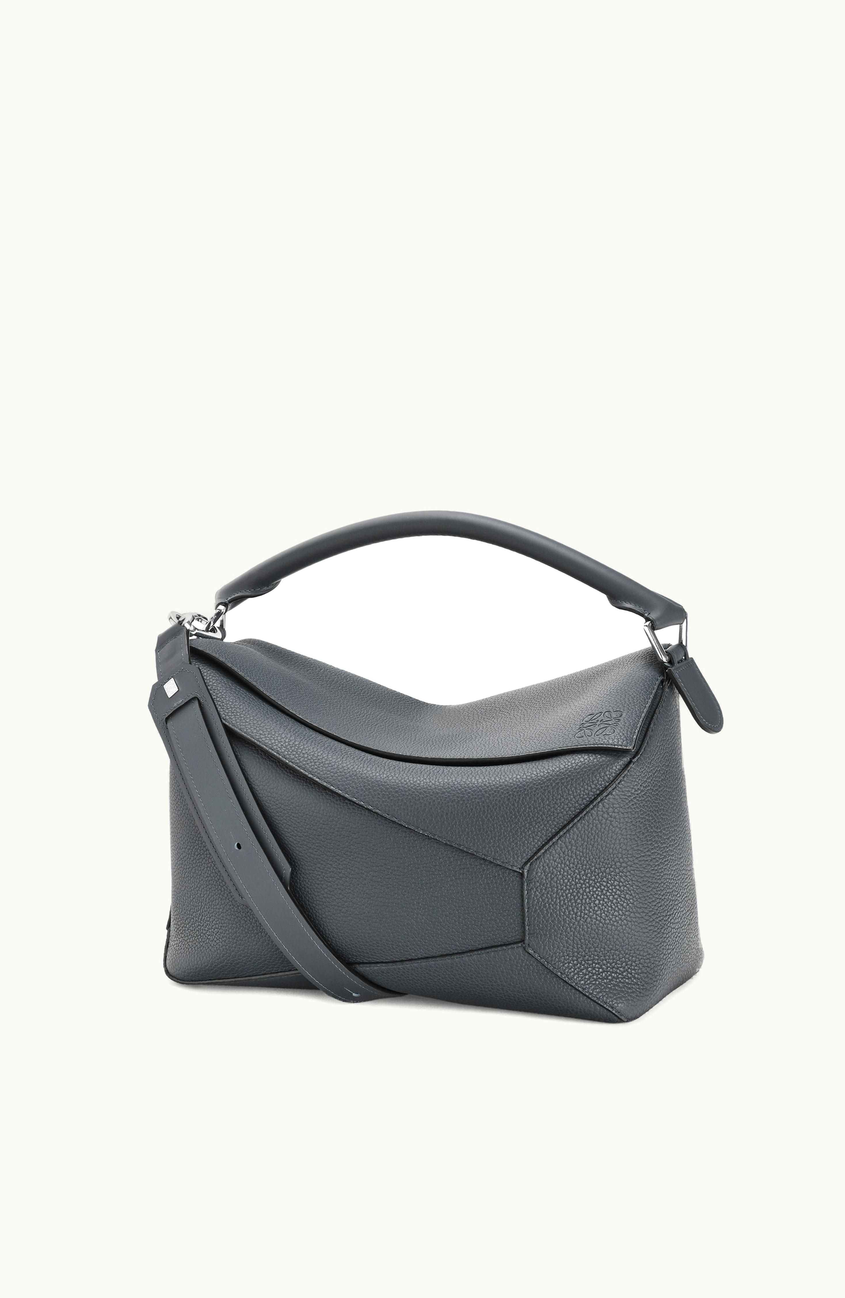 Loewe LOEWE Large Puzzle Bag In Grained Calfskin Anthracite
