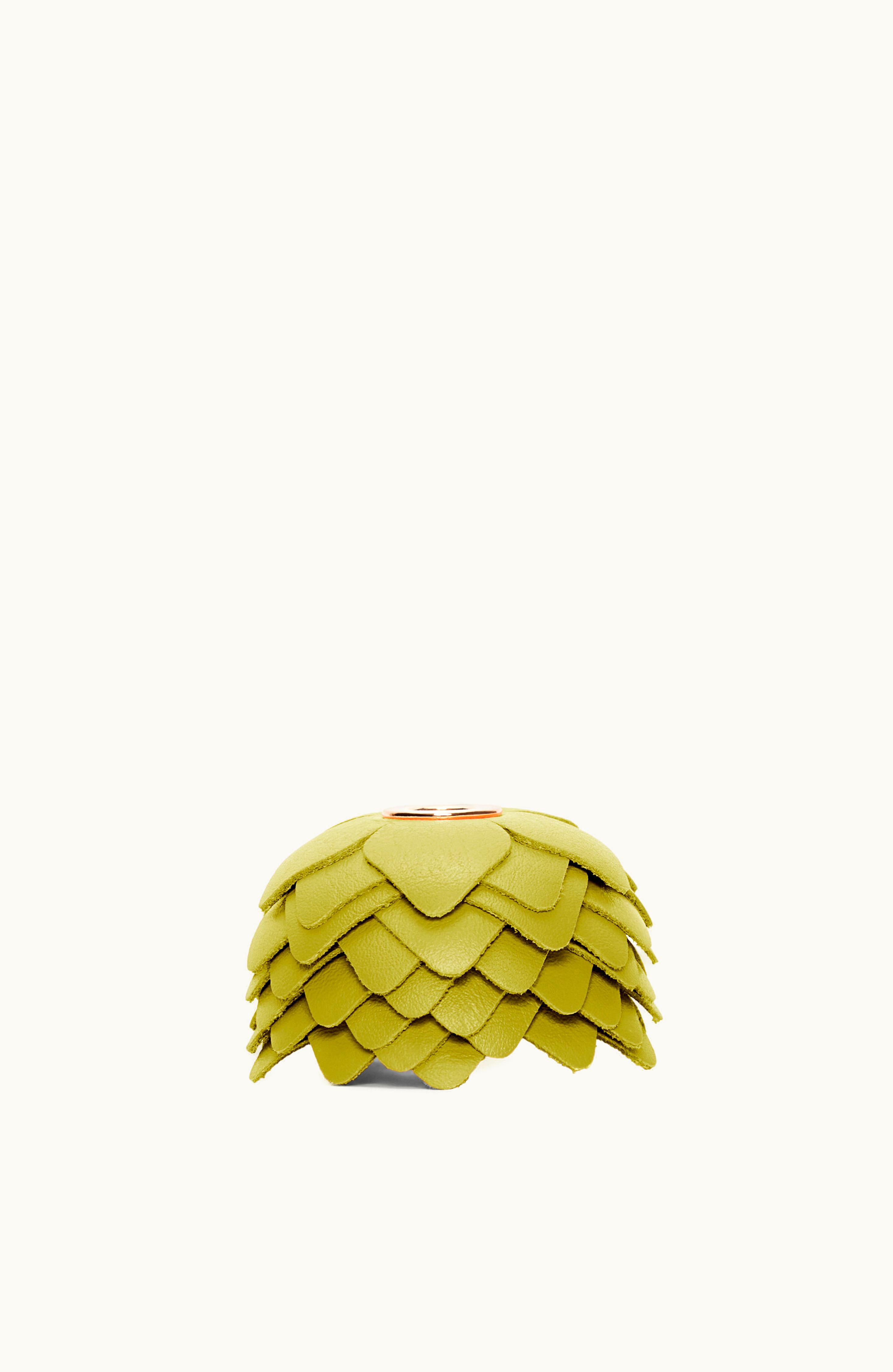 Loewe Loewe Small Flower Charm In Calfskin And Brass Lime Yellow
