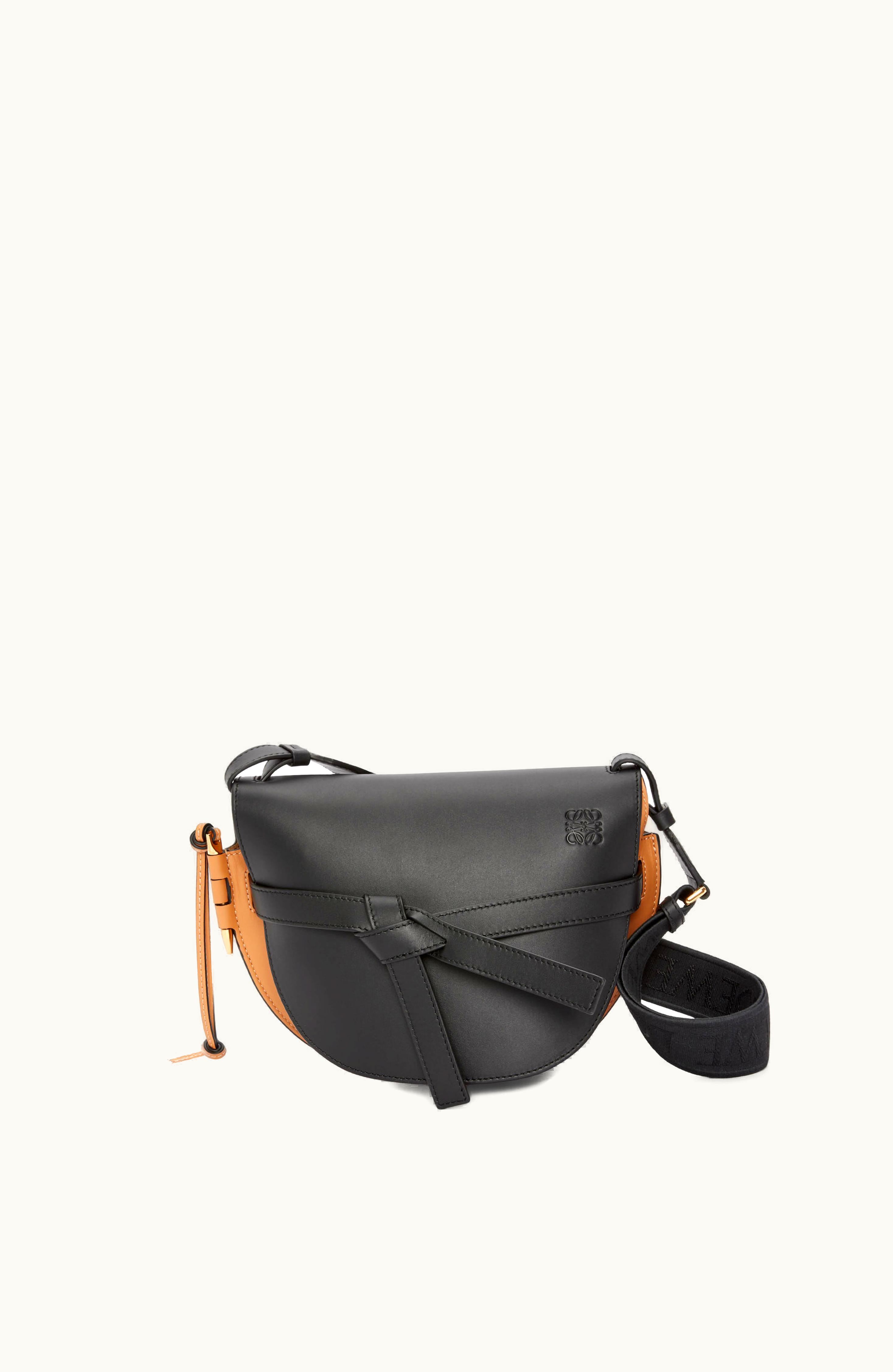 Loewe Loewe Small Gate Bag In Soft Calfskin And Jacquard Black / Warm Desert