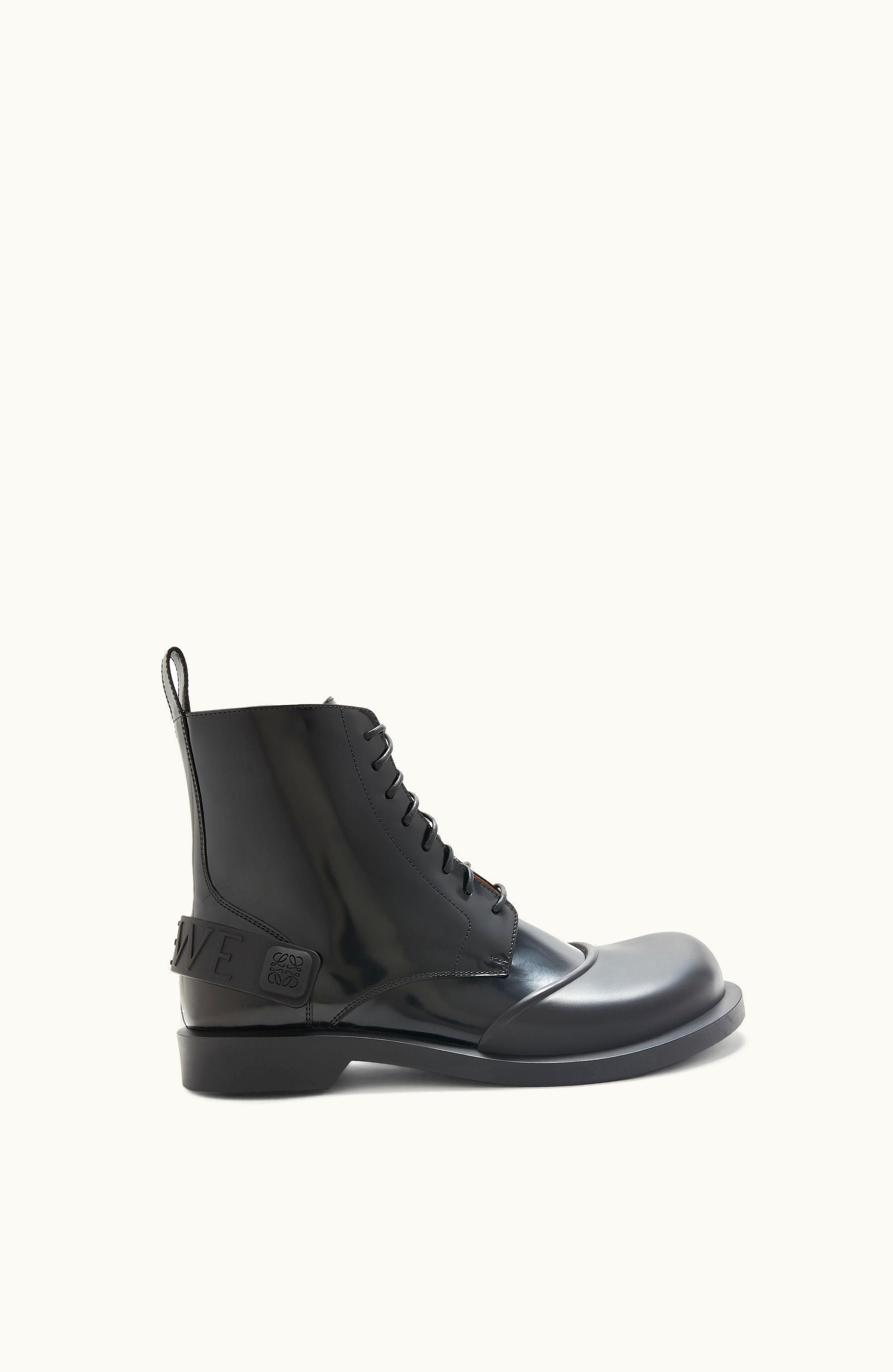 Loewe Loewe Campo lace-up Bootie In Brushed Calfskin And Rubber Black