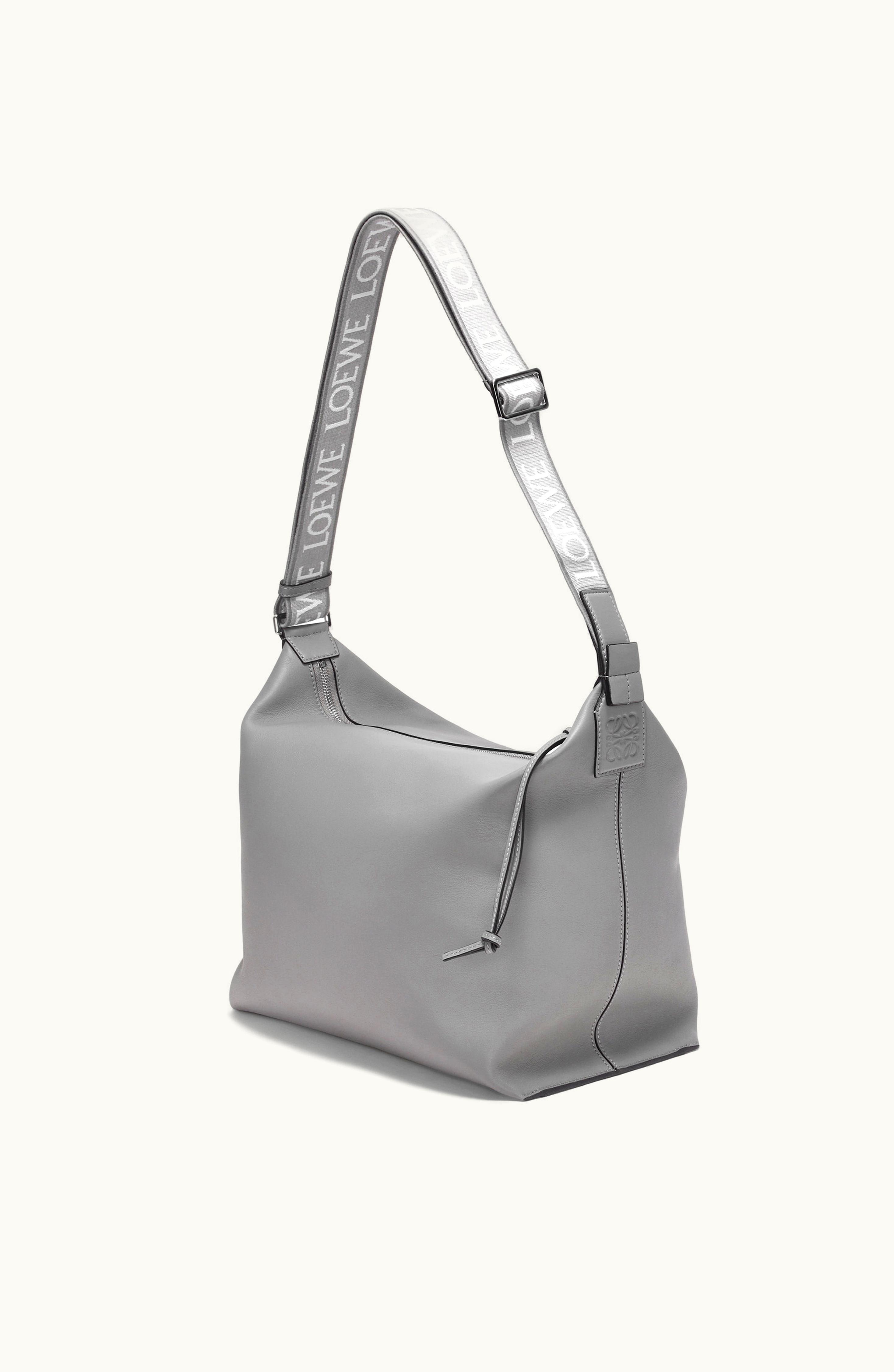 Loewe Loewe Cubi Crossbody Bag In Supple Smooth Calfskin And Jacquard Asphalt Grey