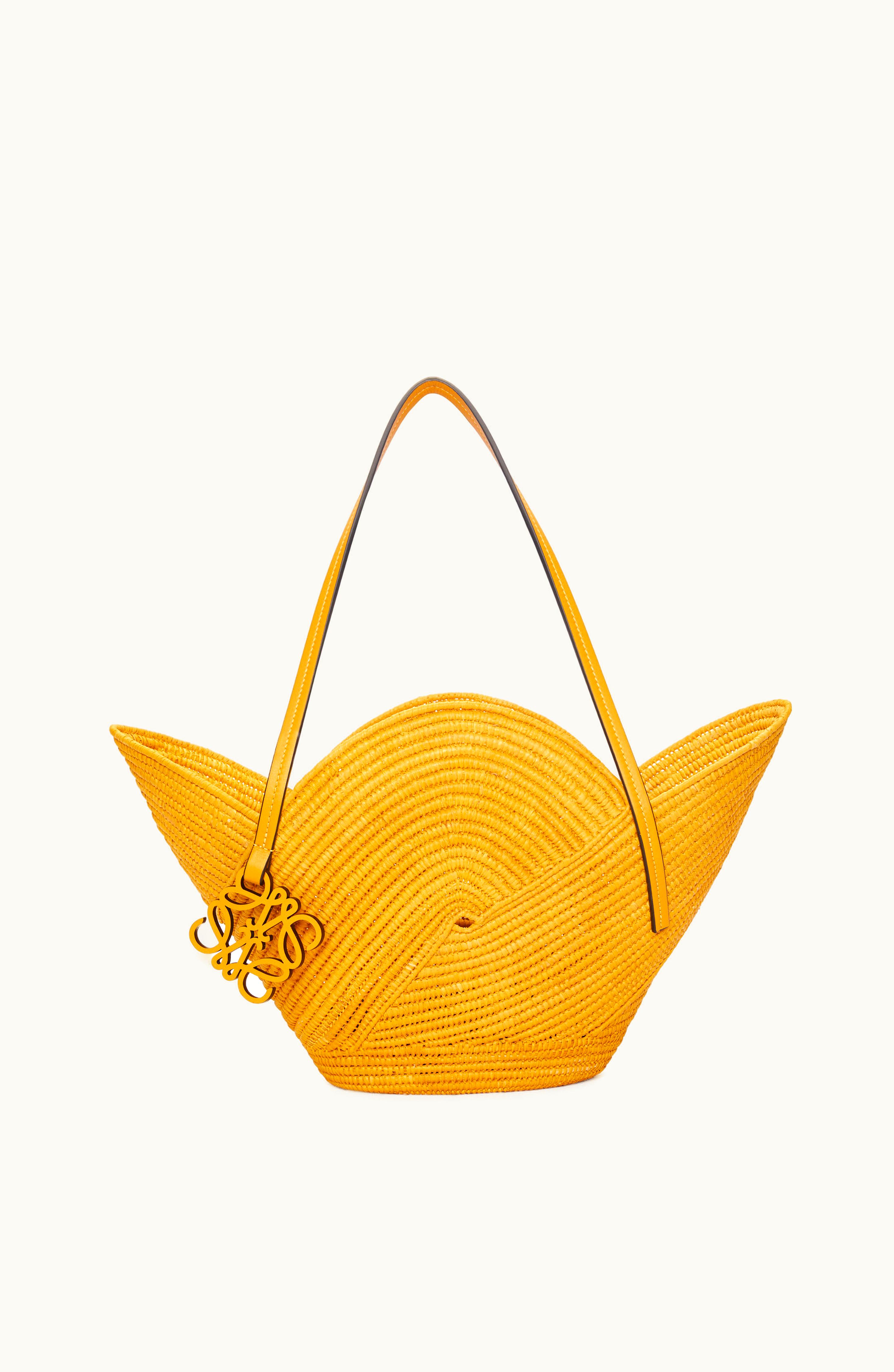 Loewe Loewe Petal Basket Bag In Raffia And Calfskin Ochre