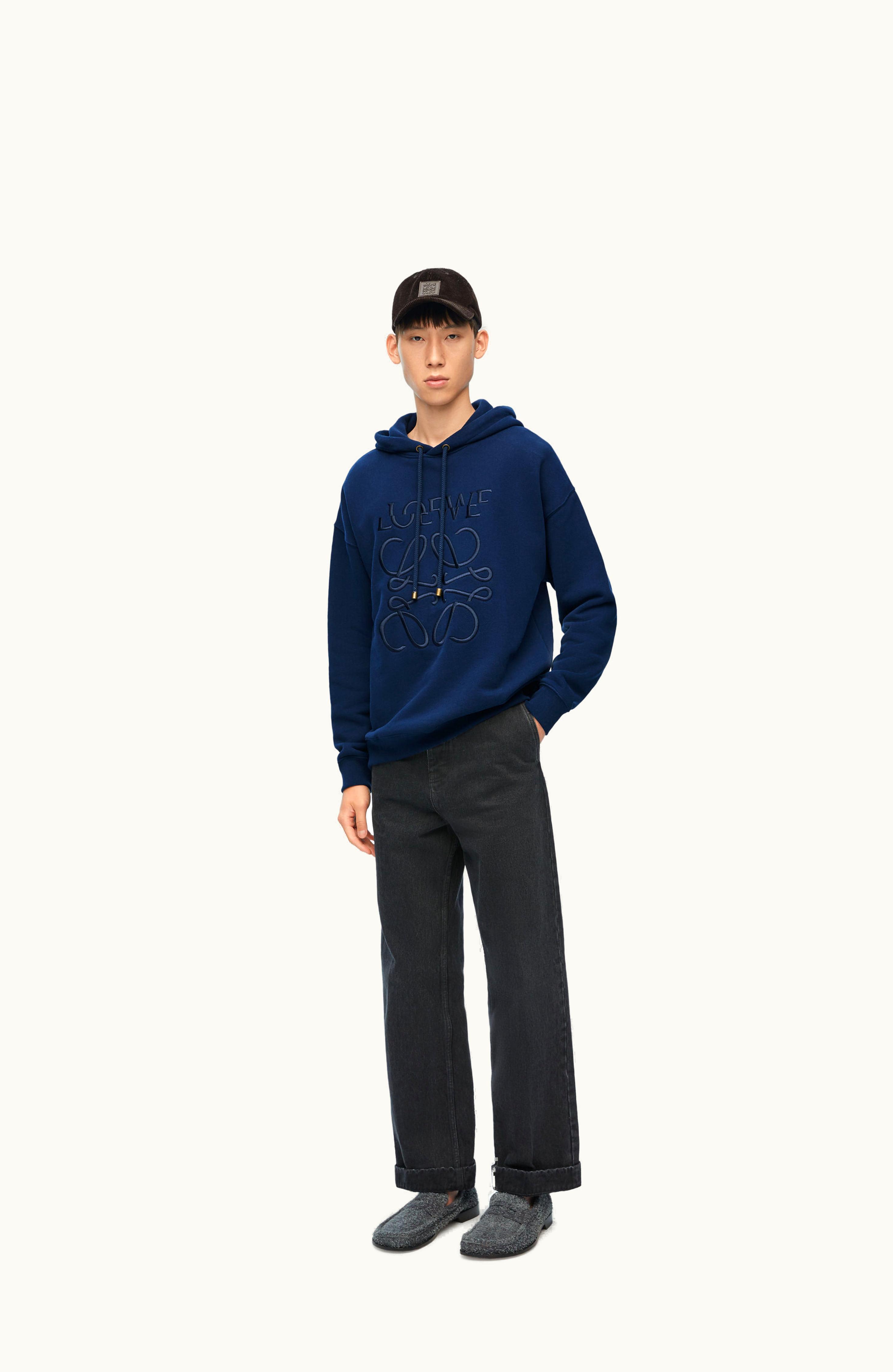 Loewe Loewe Relaxed Fit Hoodie In Cotton Prussian Blue
