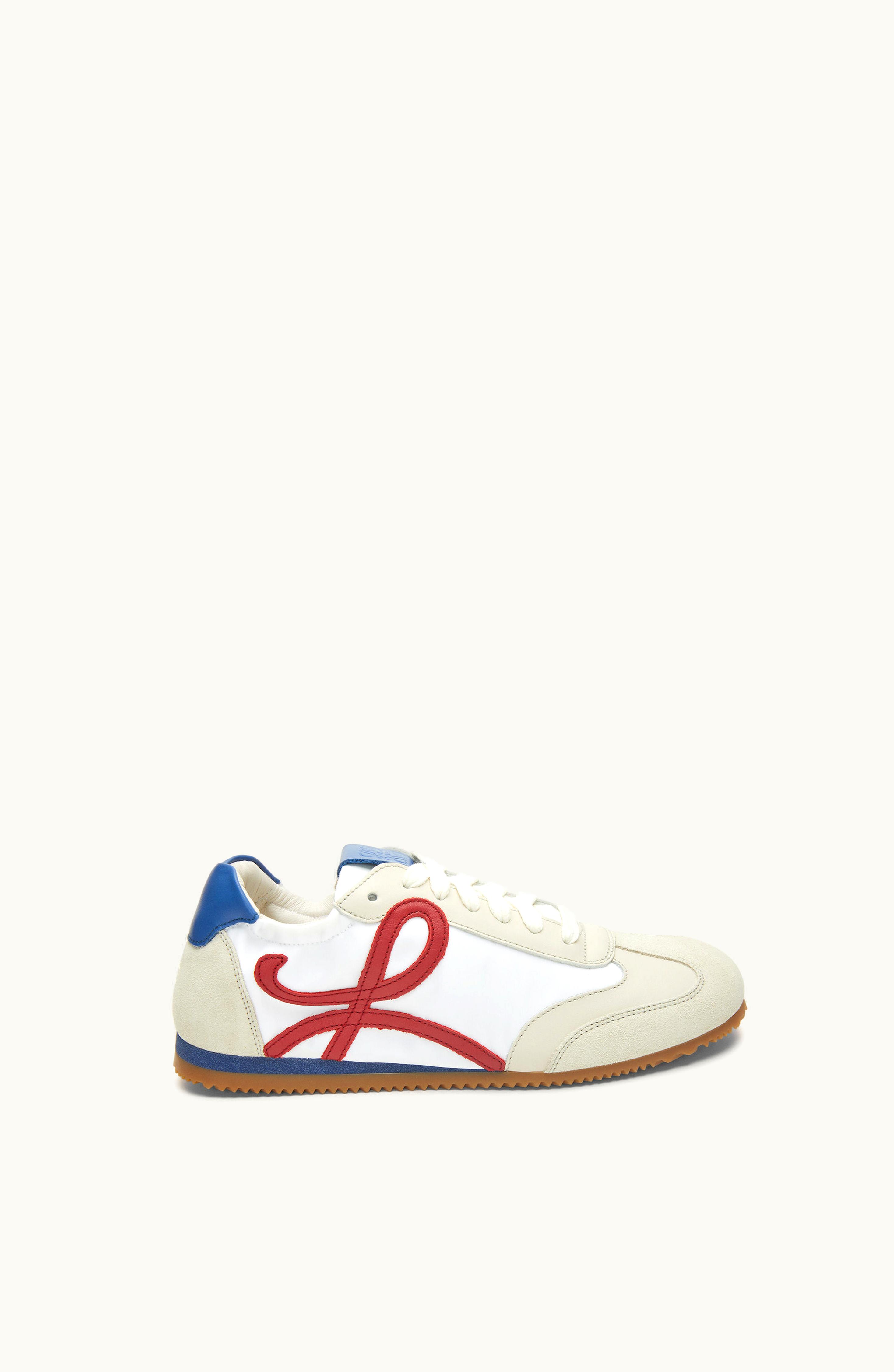 Loewe Loewe Ballet Trainer In Nylon And Calfskin Soft White / Cherry / Royal Blue