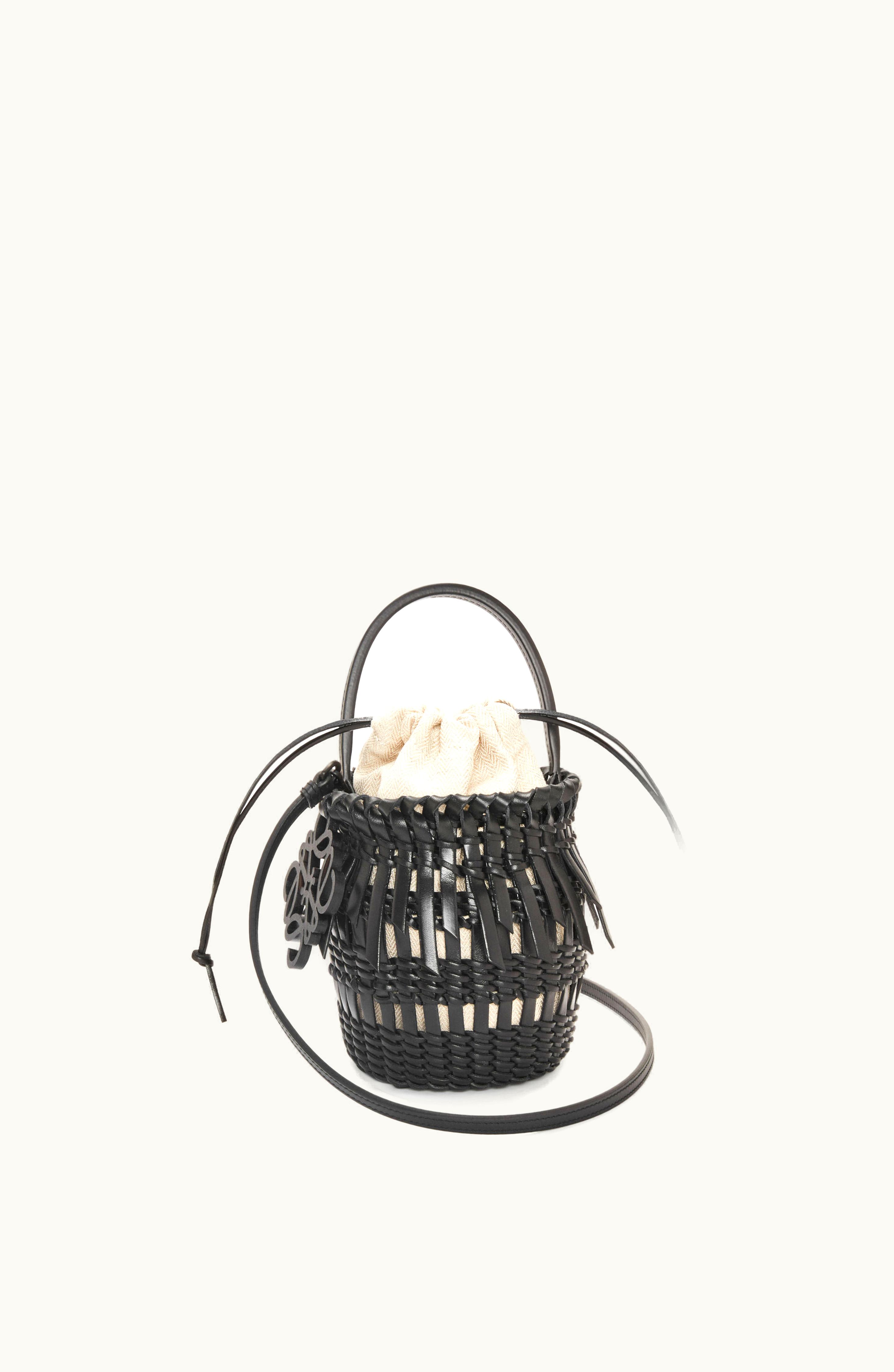 Loewe Loewe Small Fringe Bucket Bag In Calfskin Black