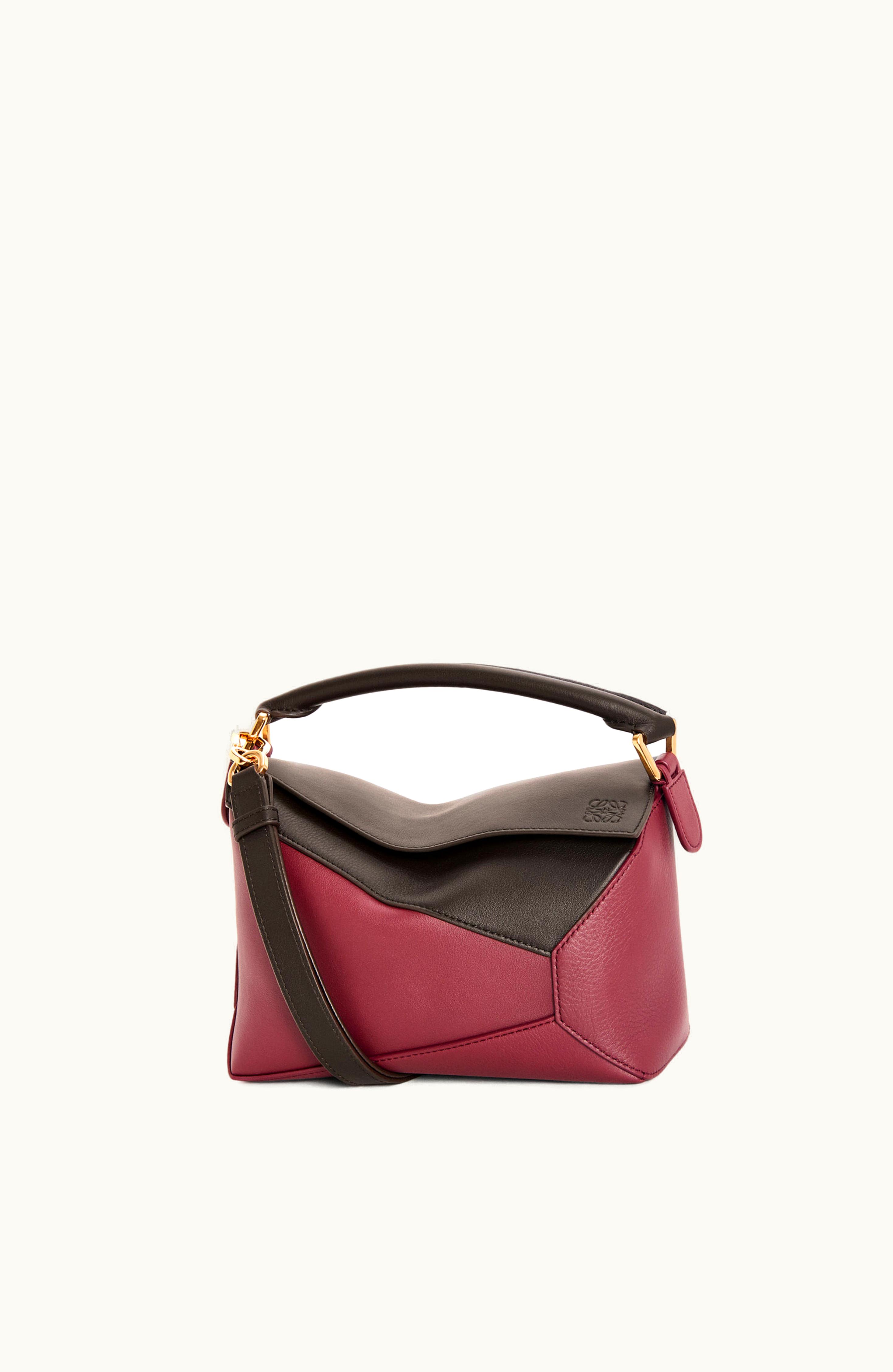 Loewe Loewe Small Puzzle Bag In Classic Calfskin Chocolate / Burgundy