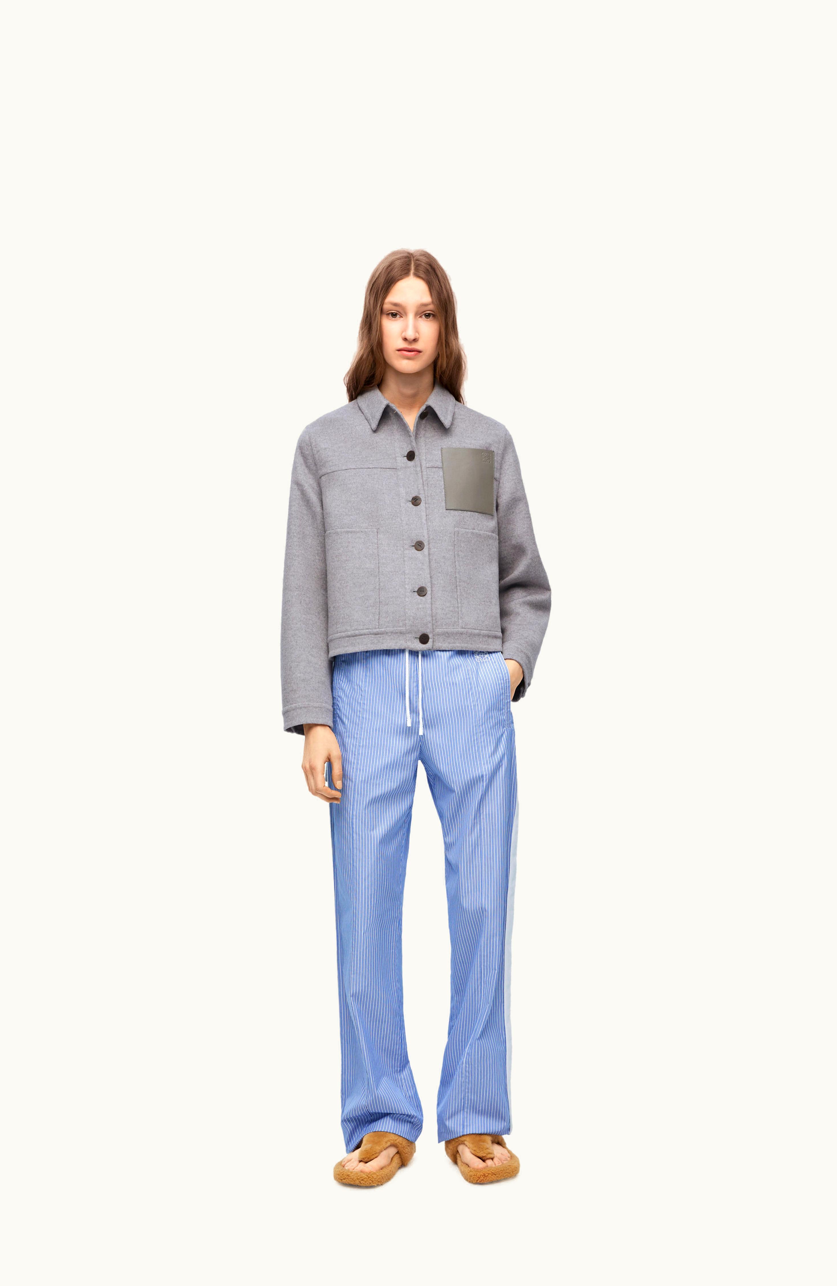 Loewe Loewe Workwear Jacket In Wool And Cashmere Grey Melange