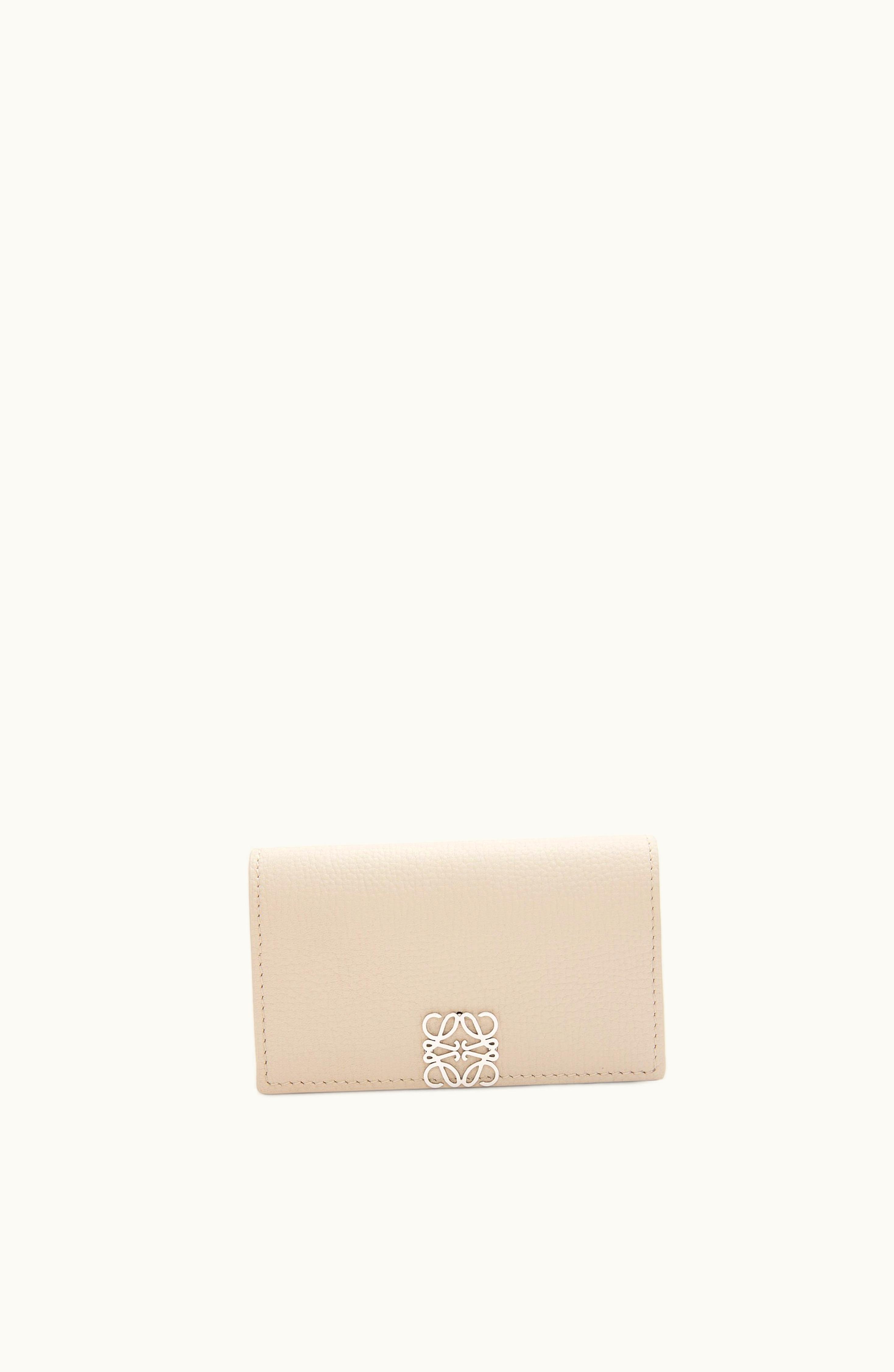 Loewe Loewe Anagram Business Cardholder In Pebble Grain Calfskin Light Ghost