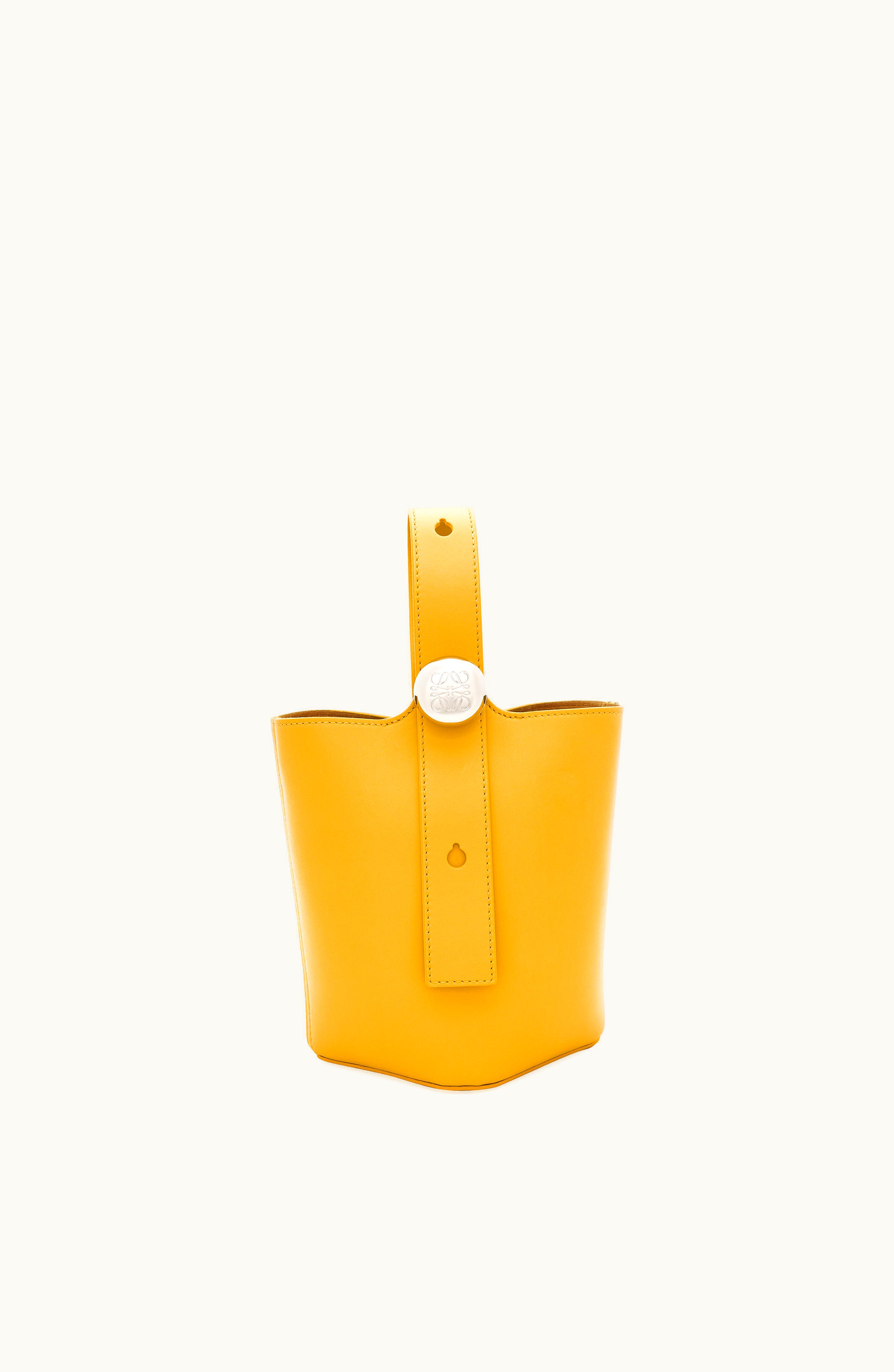 Loewe Loewe Mini Pebble Bucket Bag In Mellow Calfskin Sunflower