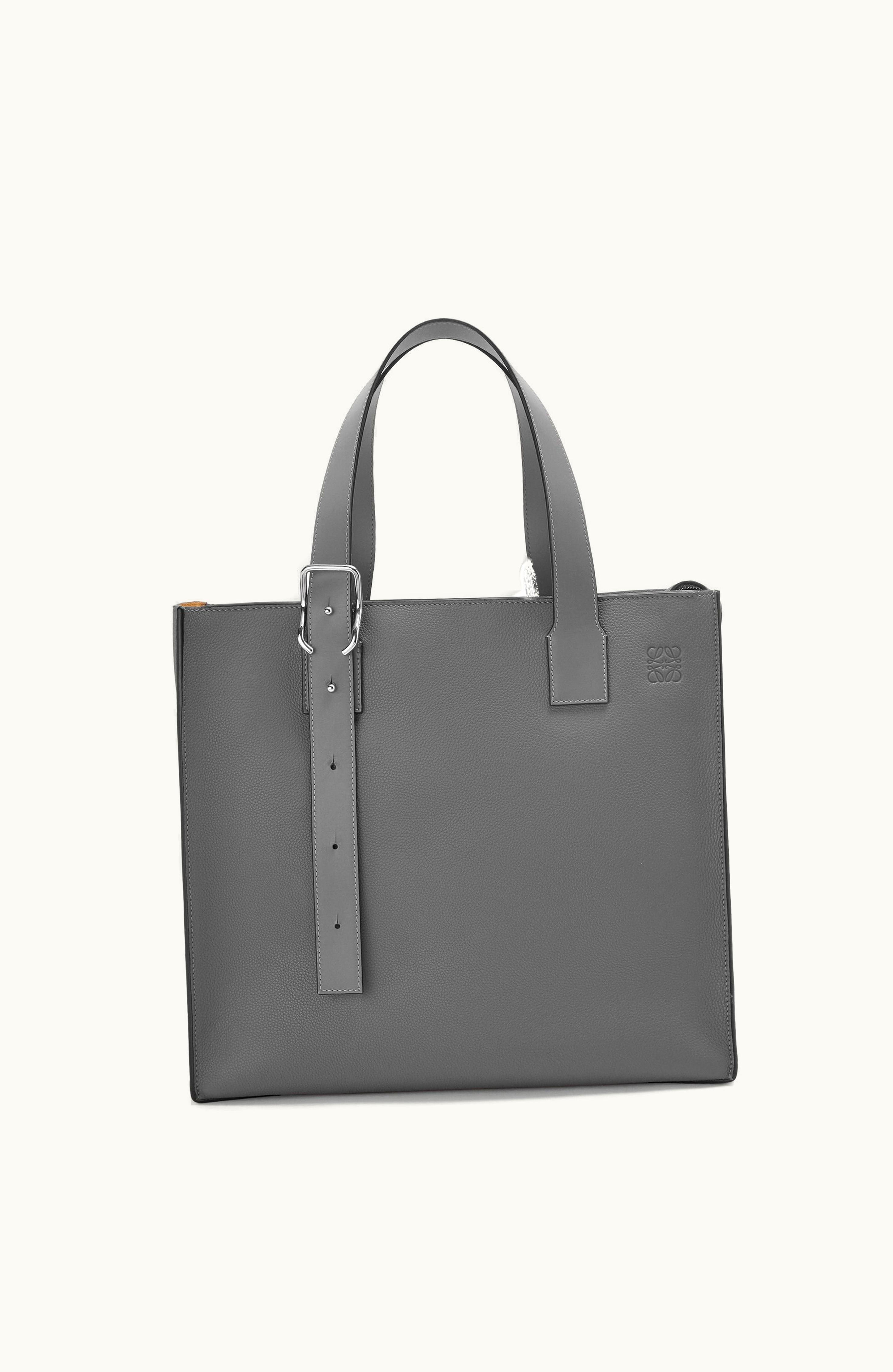 Loewe Loewe Buckle Zip Tote In Soft Grained Calfskin Anthracite