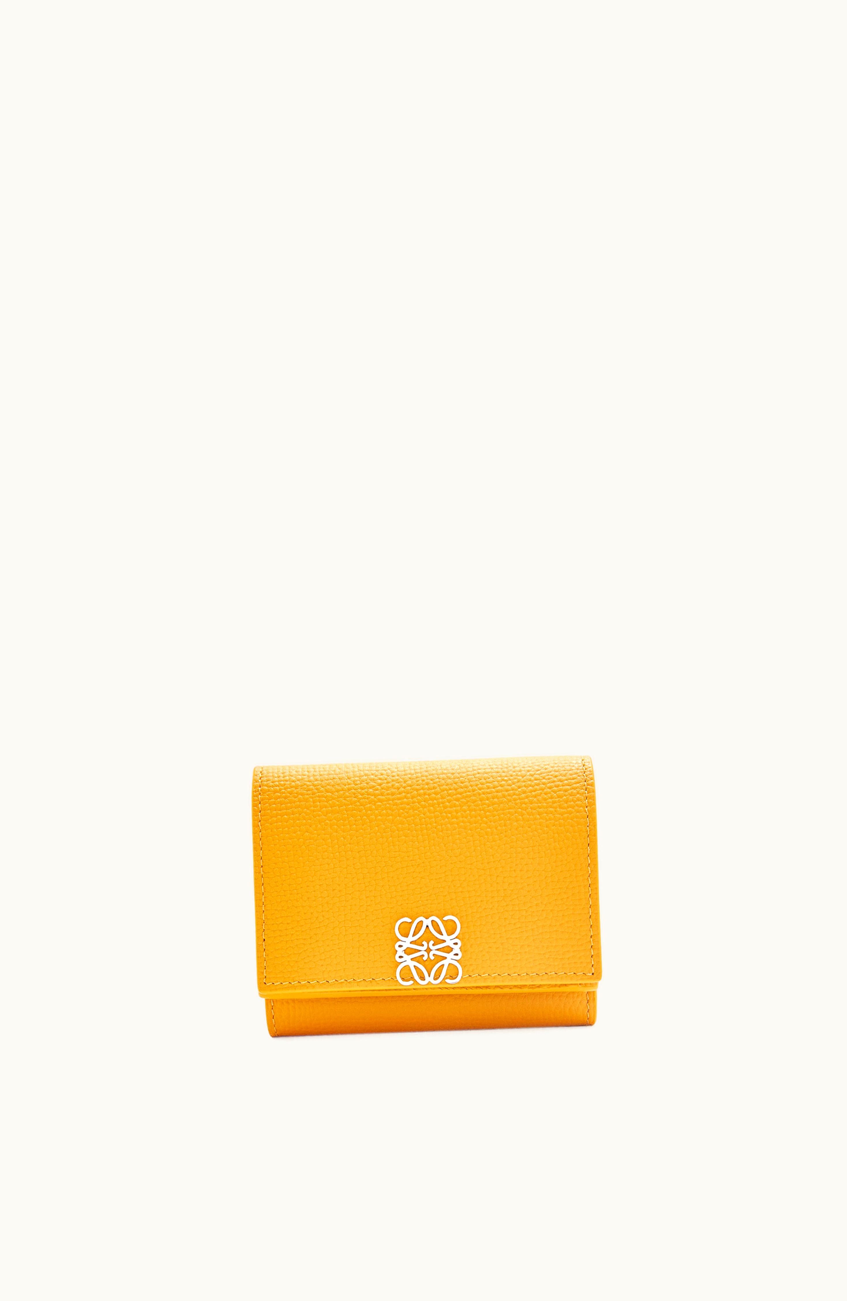 Loewe Loewe Anagram Trifold Wallet In Pebble Grain Calfskin Sunflower