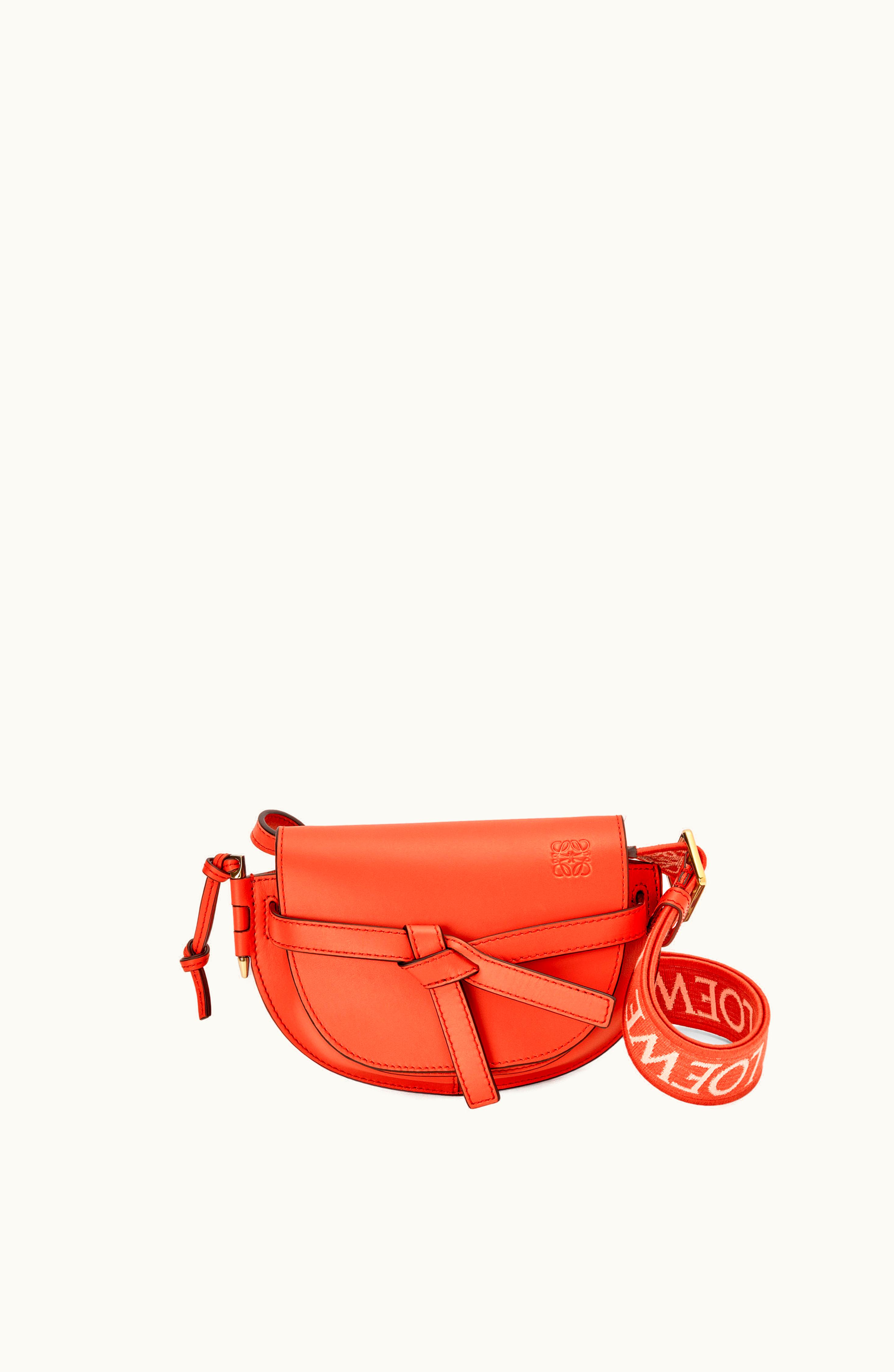 Loewe Loewe Mini Gate Dual Bag In Soft Calfskin And Jacquard Sunrise Orange