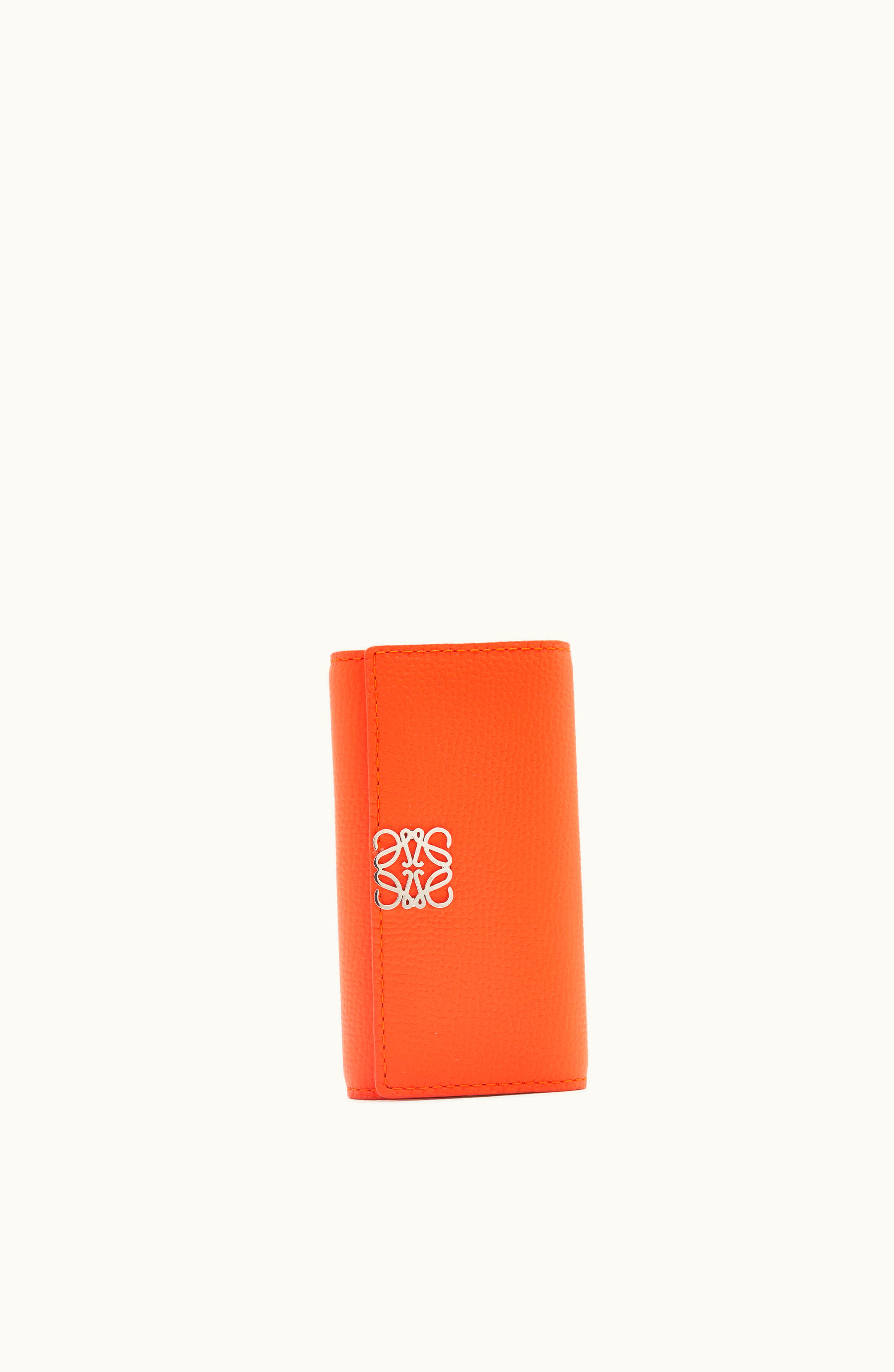 Loewe Loewe Anagram Key Case In Pebble Grain Calfskin Vivid Orange