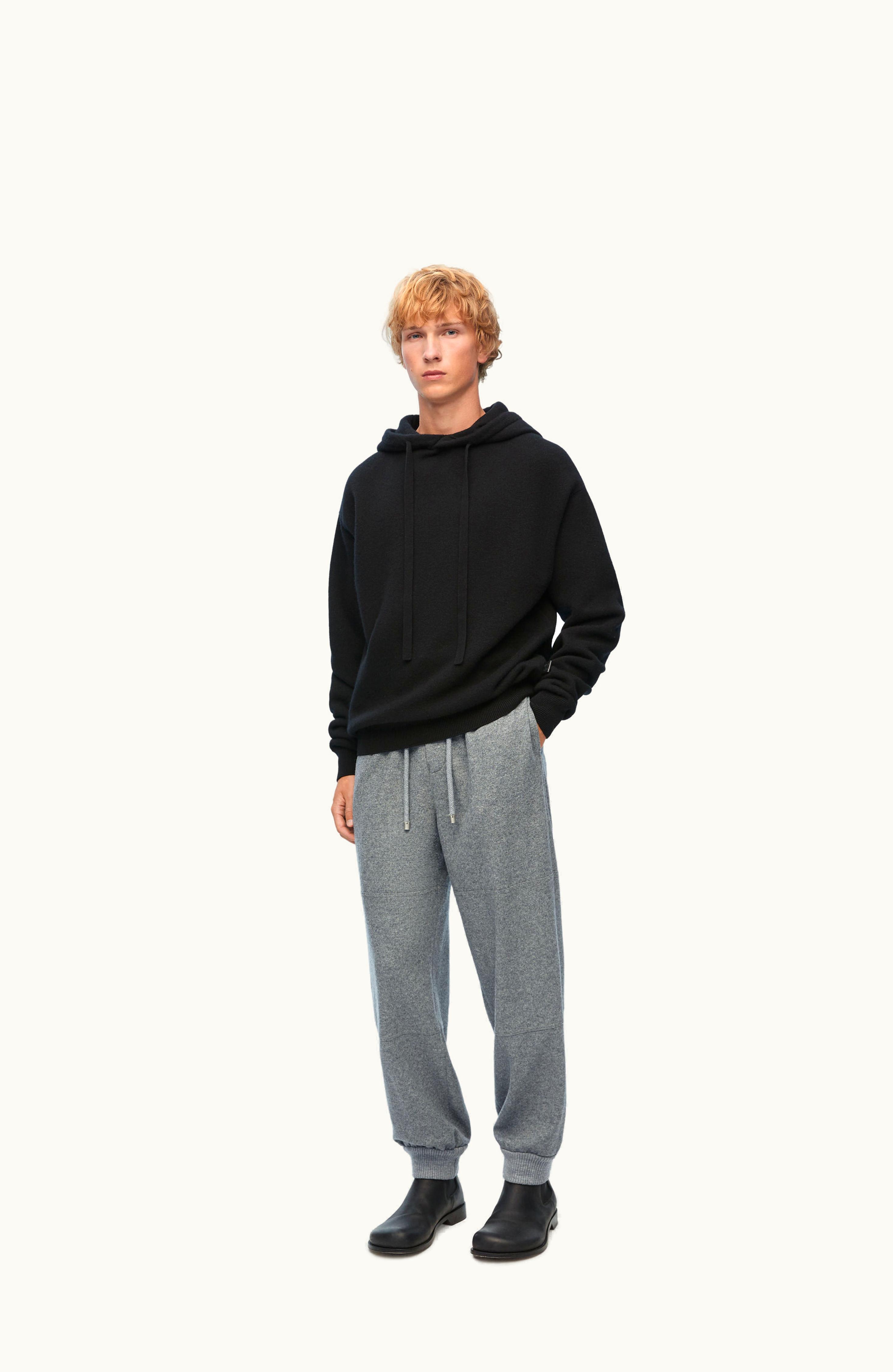 Loewe Loewe Trousers In Wool And Cashmere Grey Melange