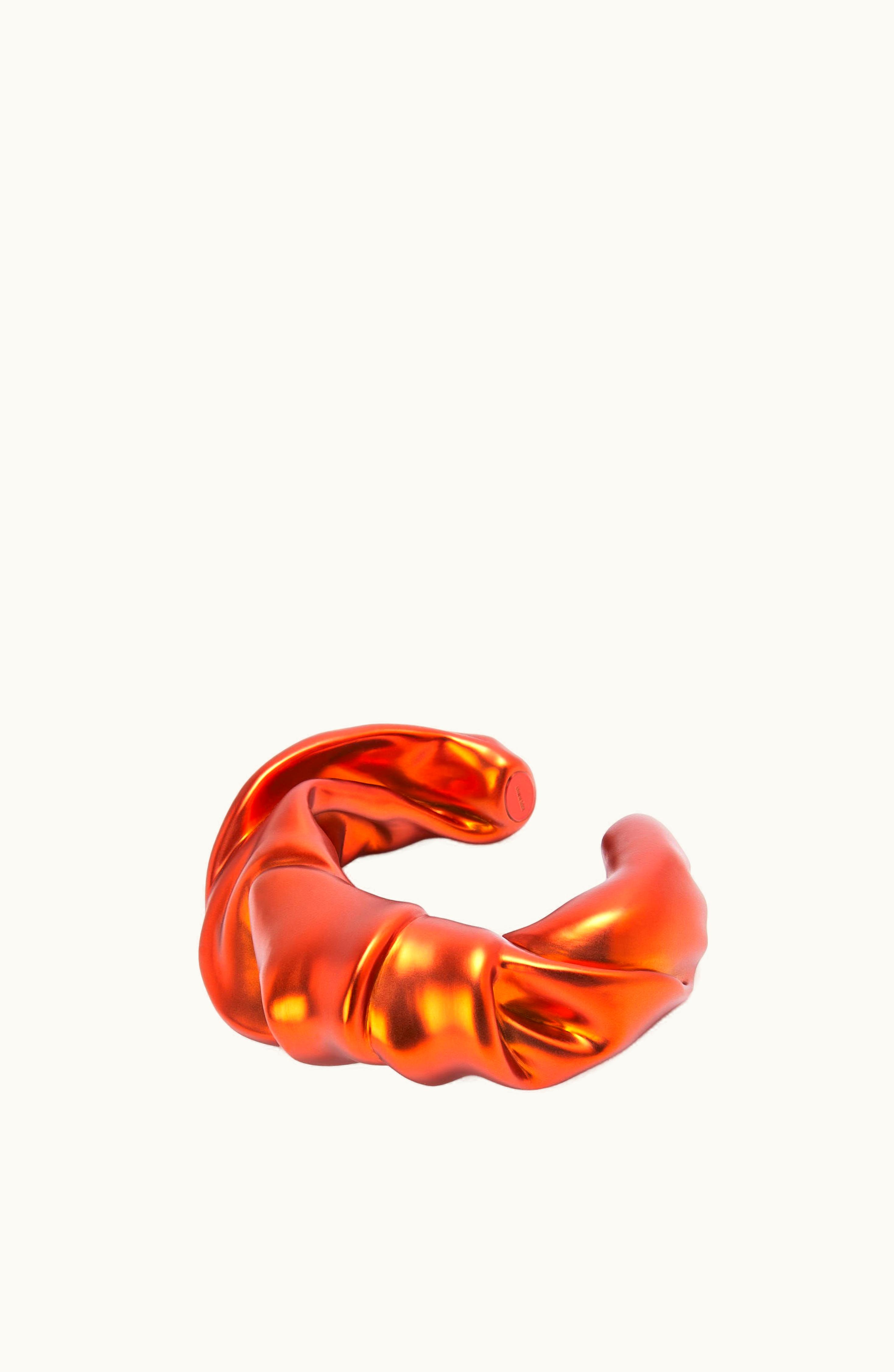Loewe Loewe Large Nappa Twist Cuff In Sterling Silver Red Orange