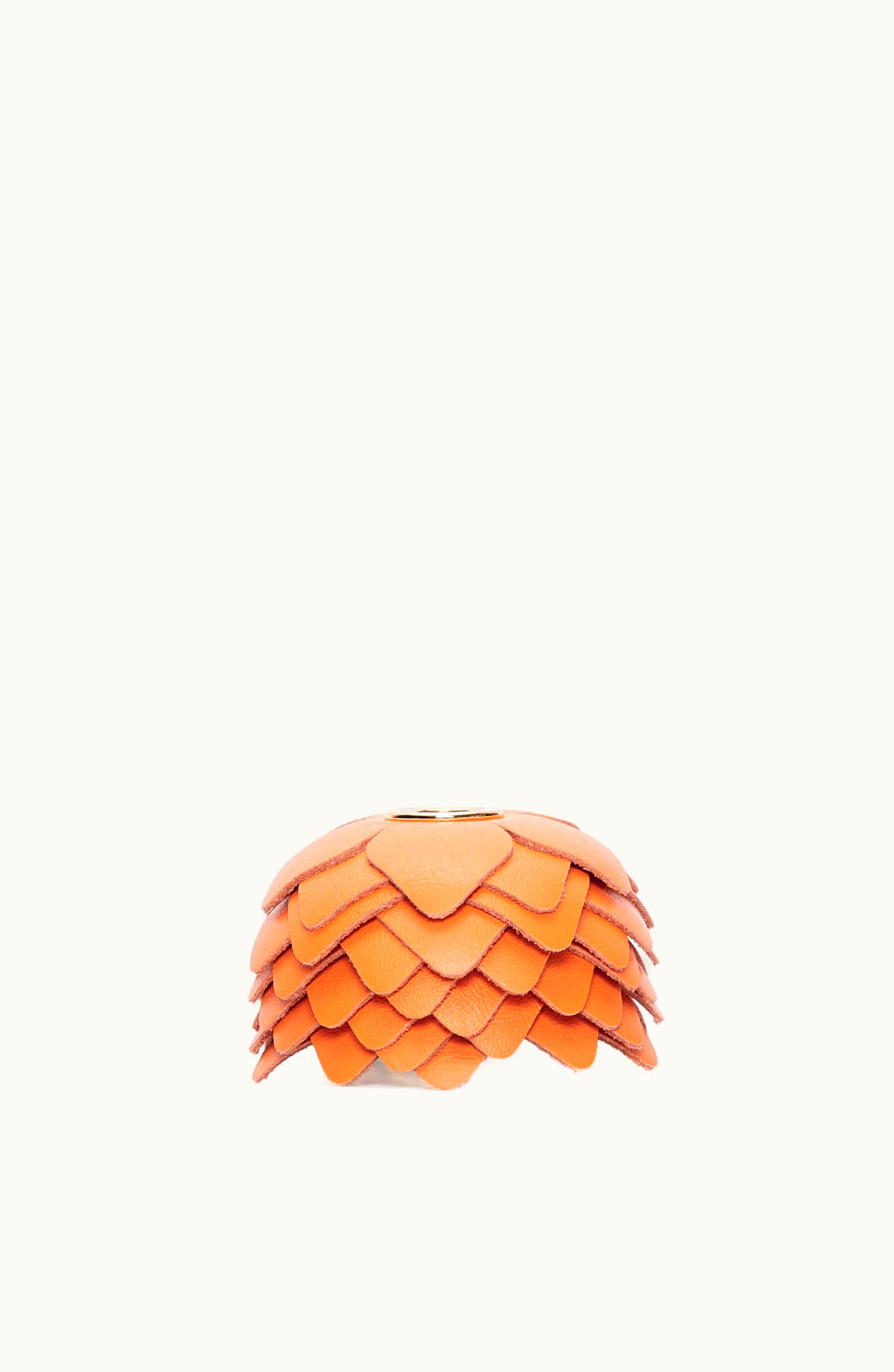 Loewe Loewe Small Flower Charm In Calfskin And Brass Bright Orange