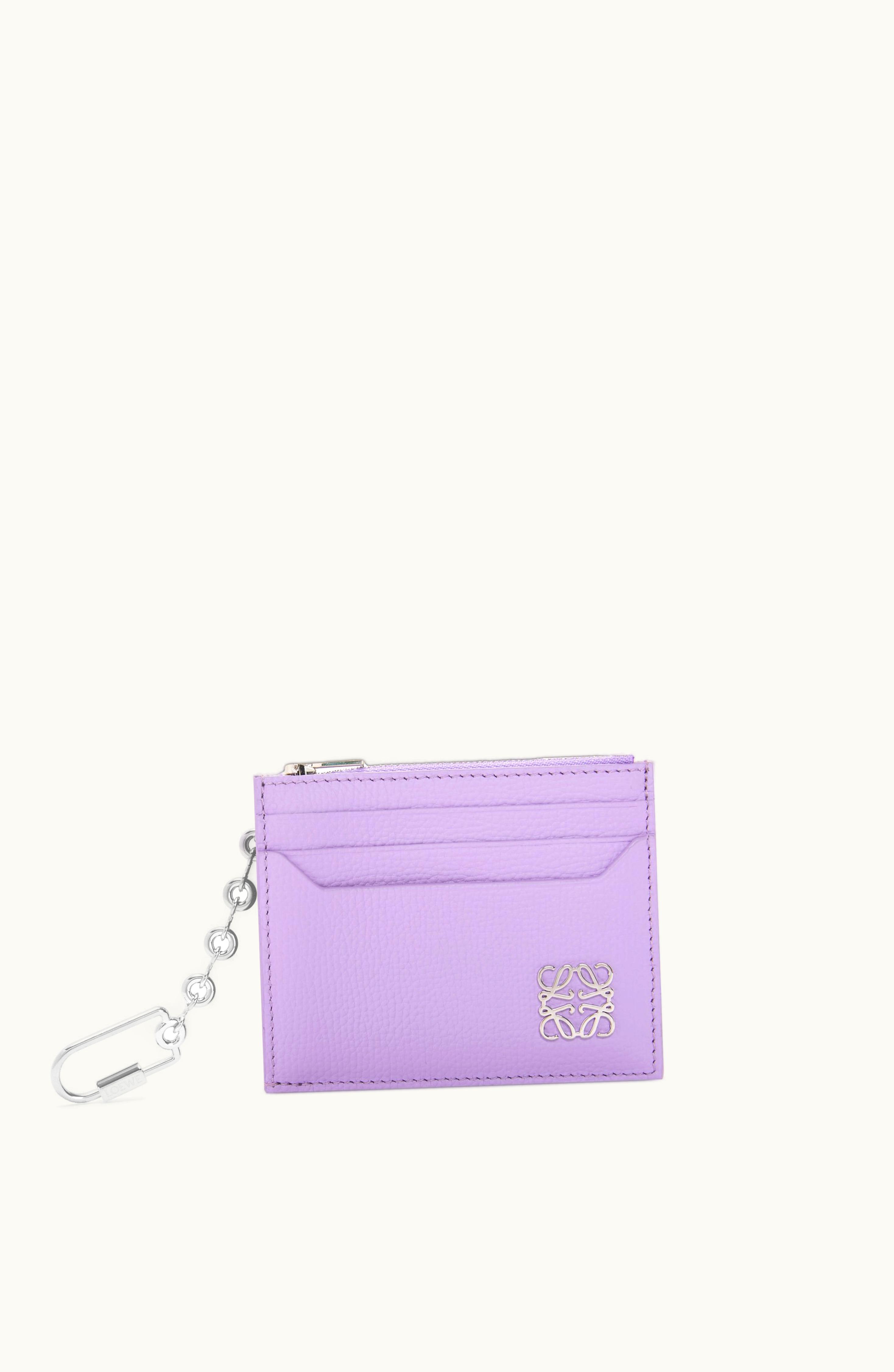 Loewe Loewe Anagram Square Cardholder In Pebble Grain Calfskin With Chain Light Mauve