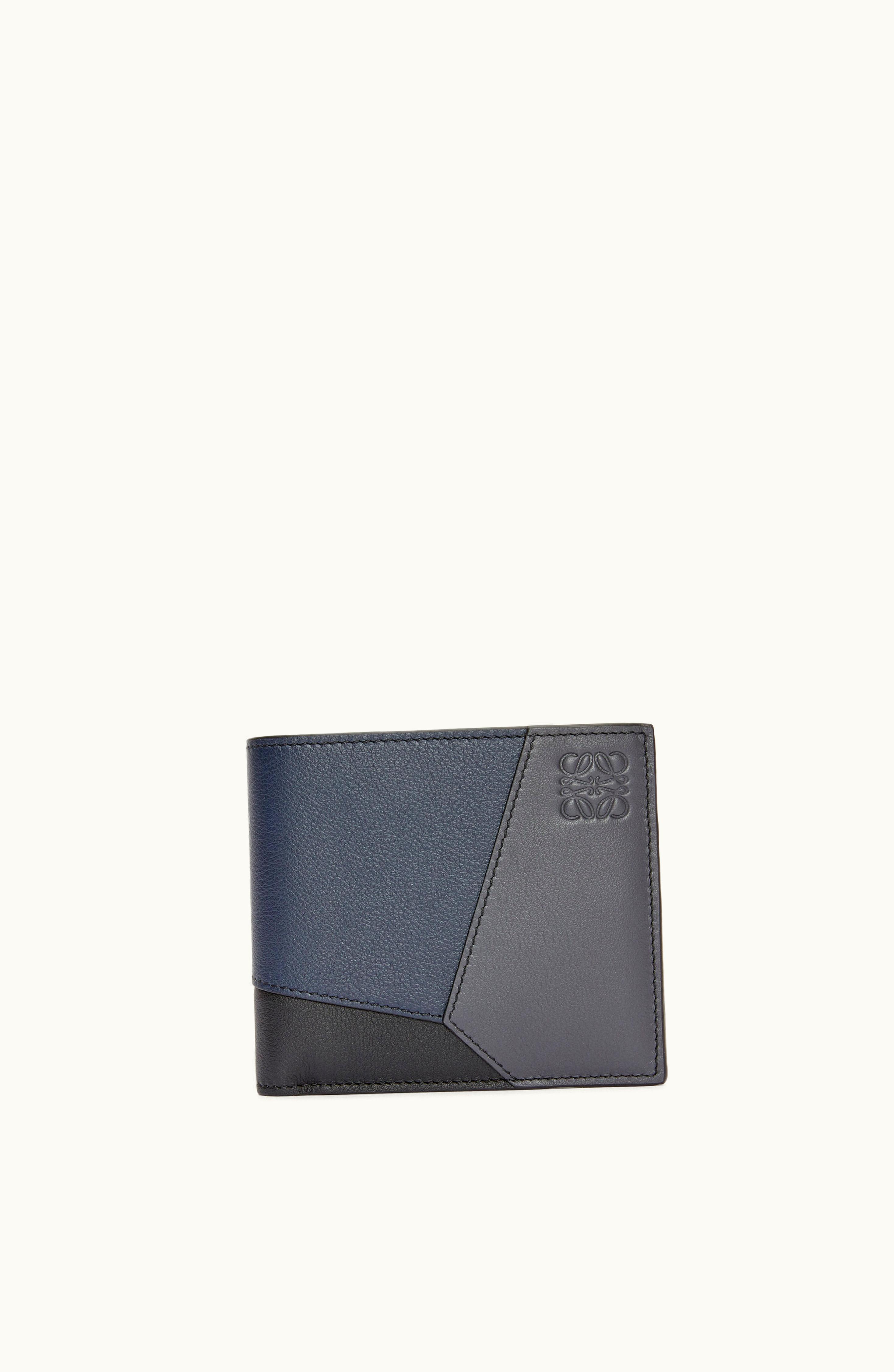 Loewe Loewe Puzzle Bifold Coin Wallet In Classic Calfskin Deep Navy / Anthracite