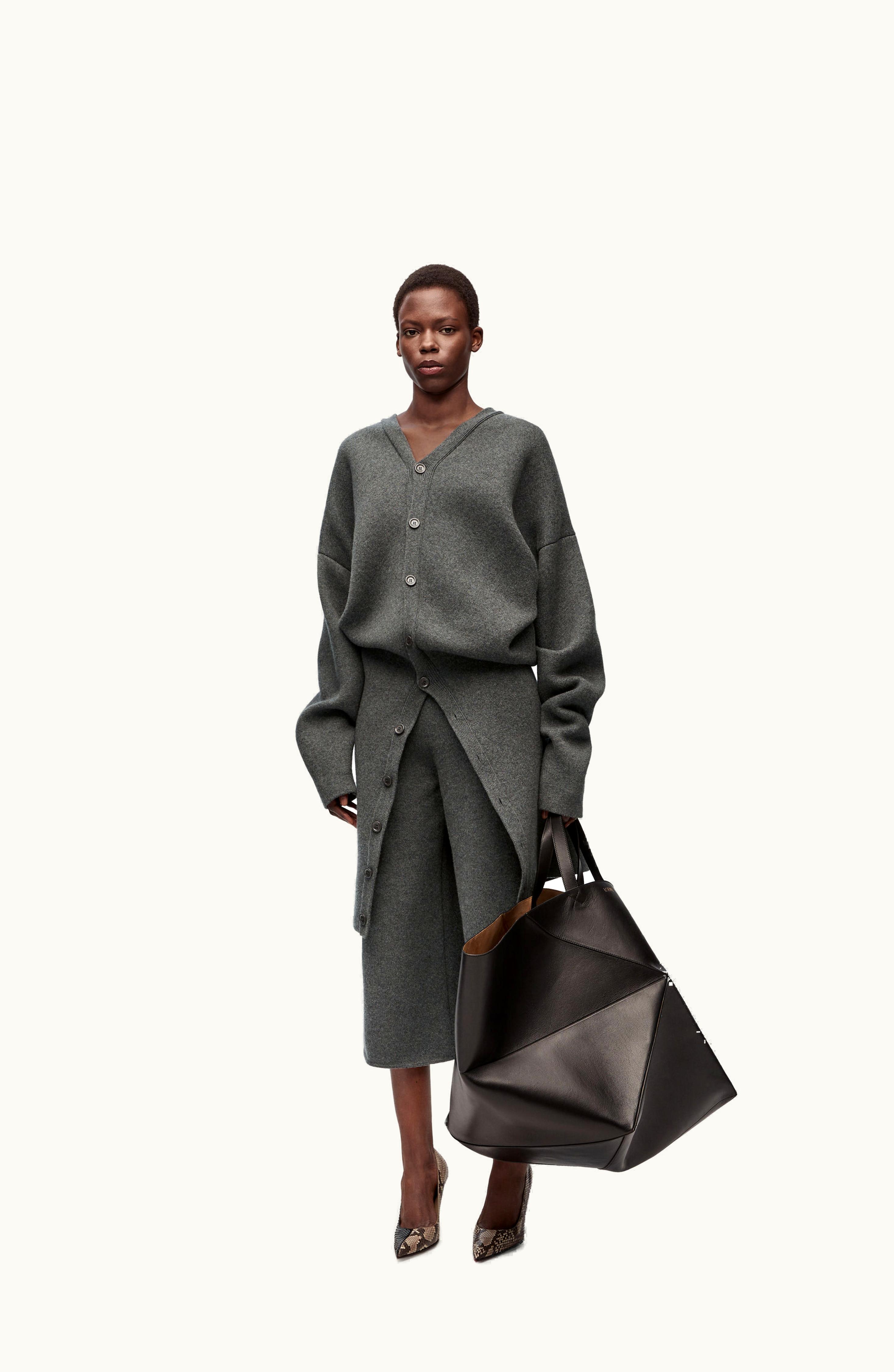 Loewe Loewe Draped Coat In Wool Blend Dark Grey