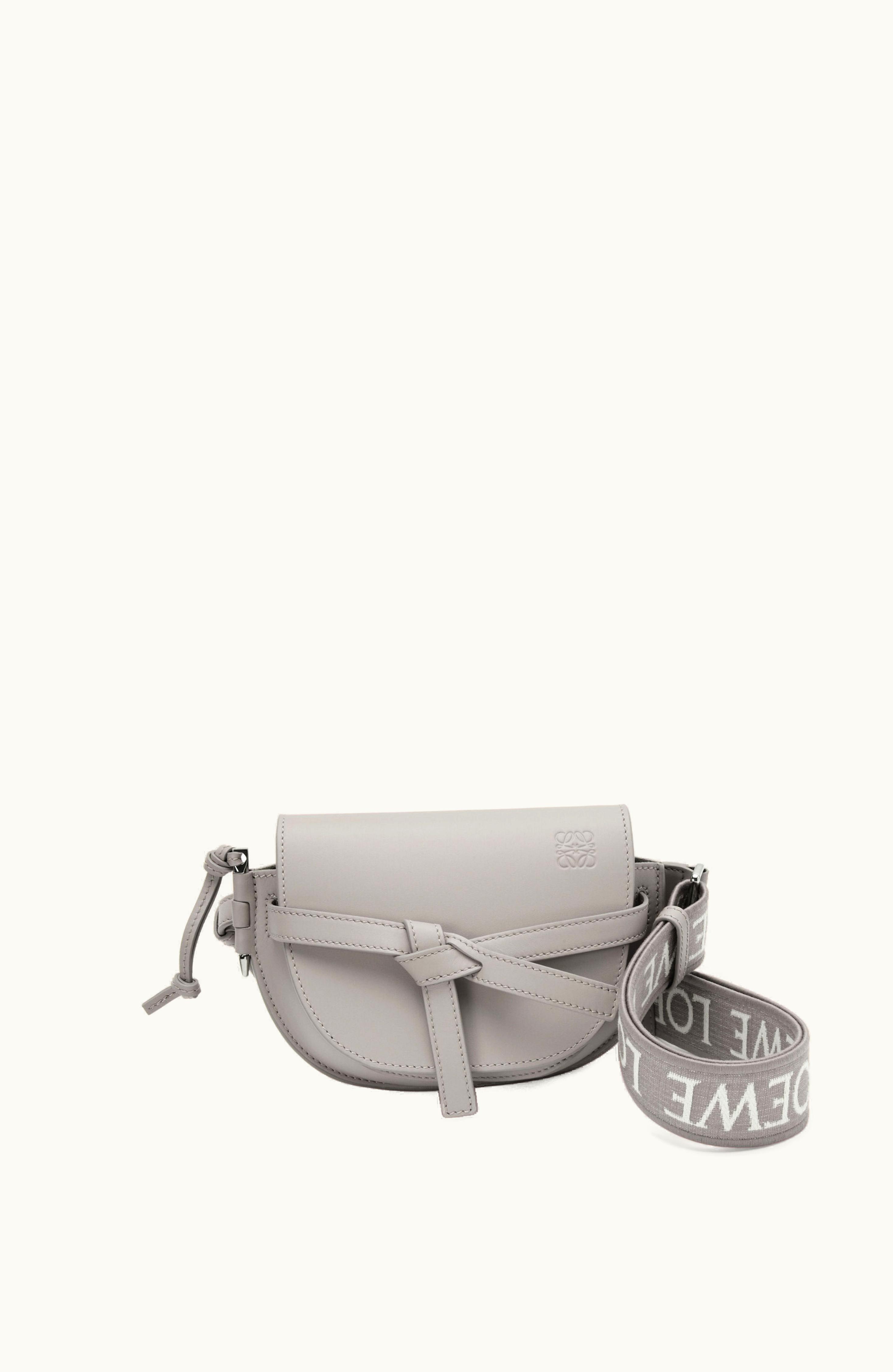 Loewe Loewe Mini Gate Dual Bag In Soft Calfskin And Jacquard Pearl Grey