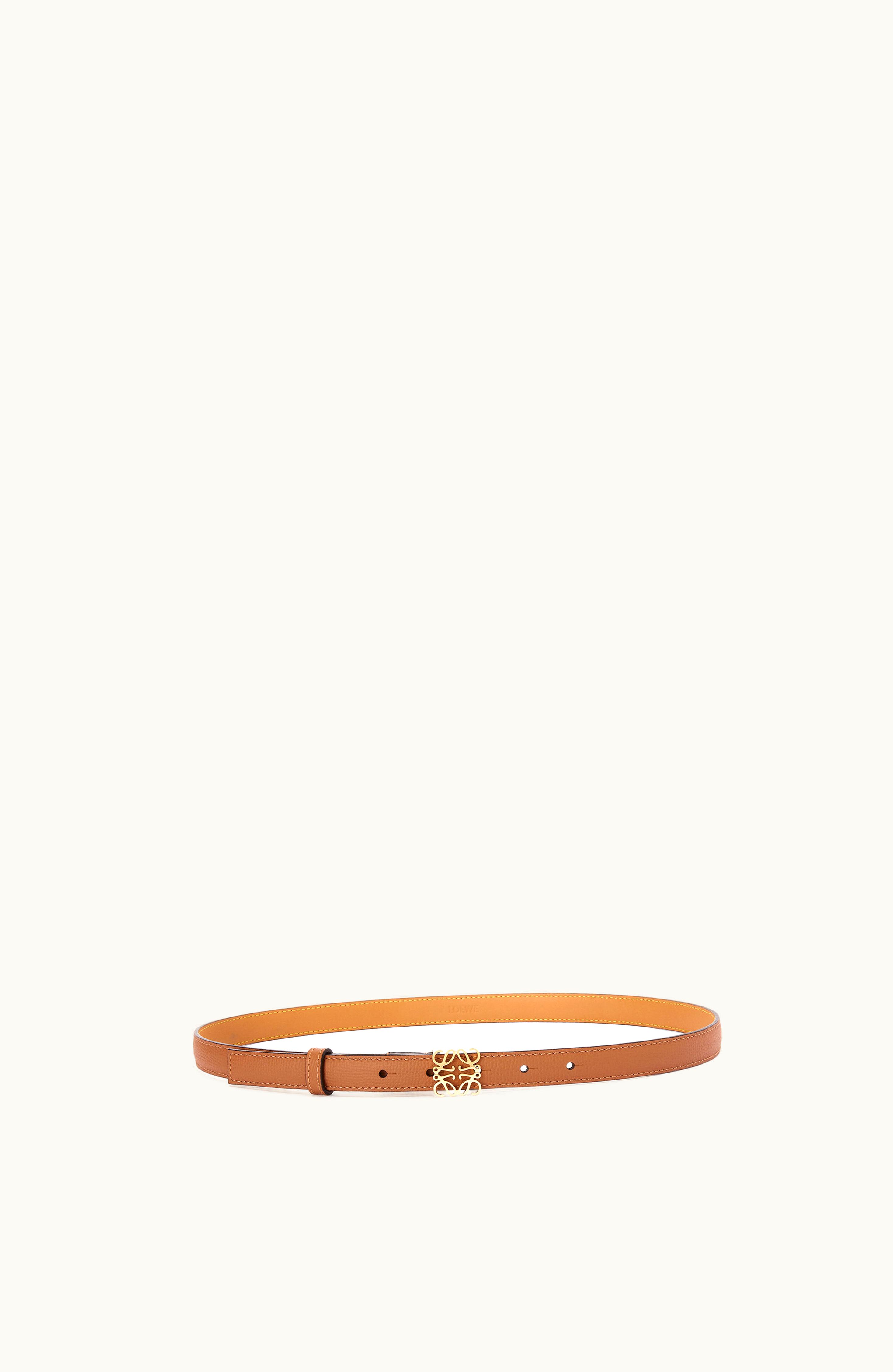 Loewe Loewe Anagram Belt 2cm Wide Pebble Grain Calfskin Tan / Gold
