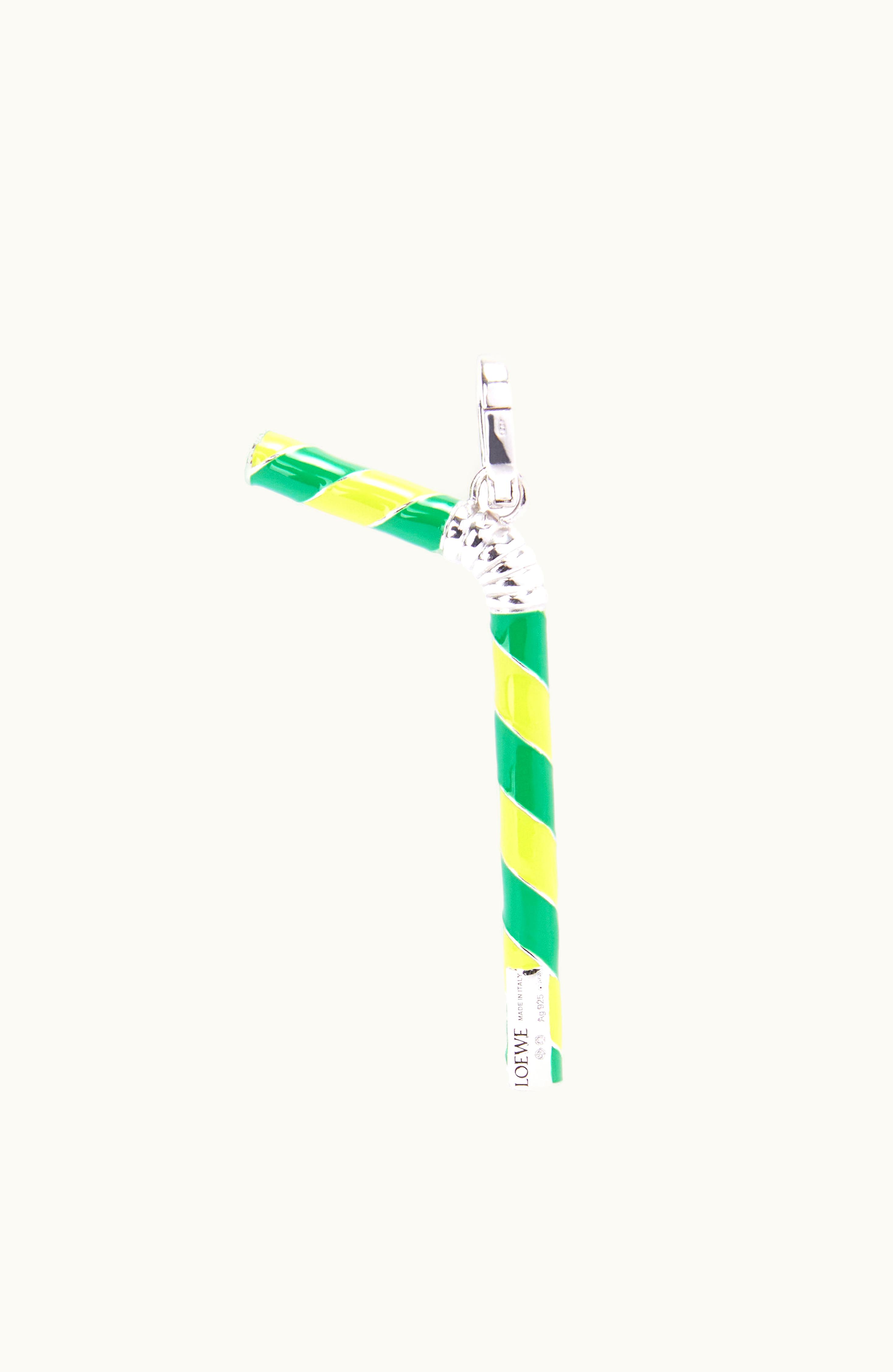 Loewe Loewe Straw Pendant In Sterling Silver And Enamel Yellow / Green