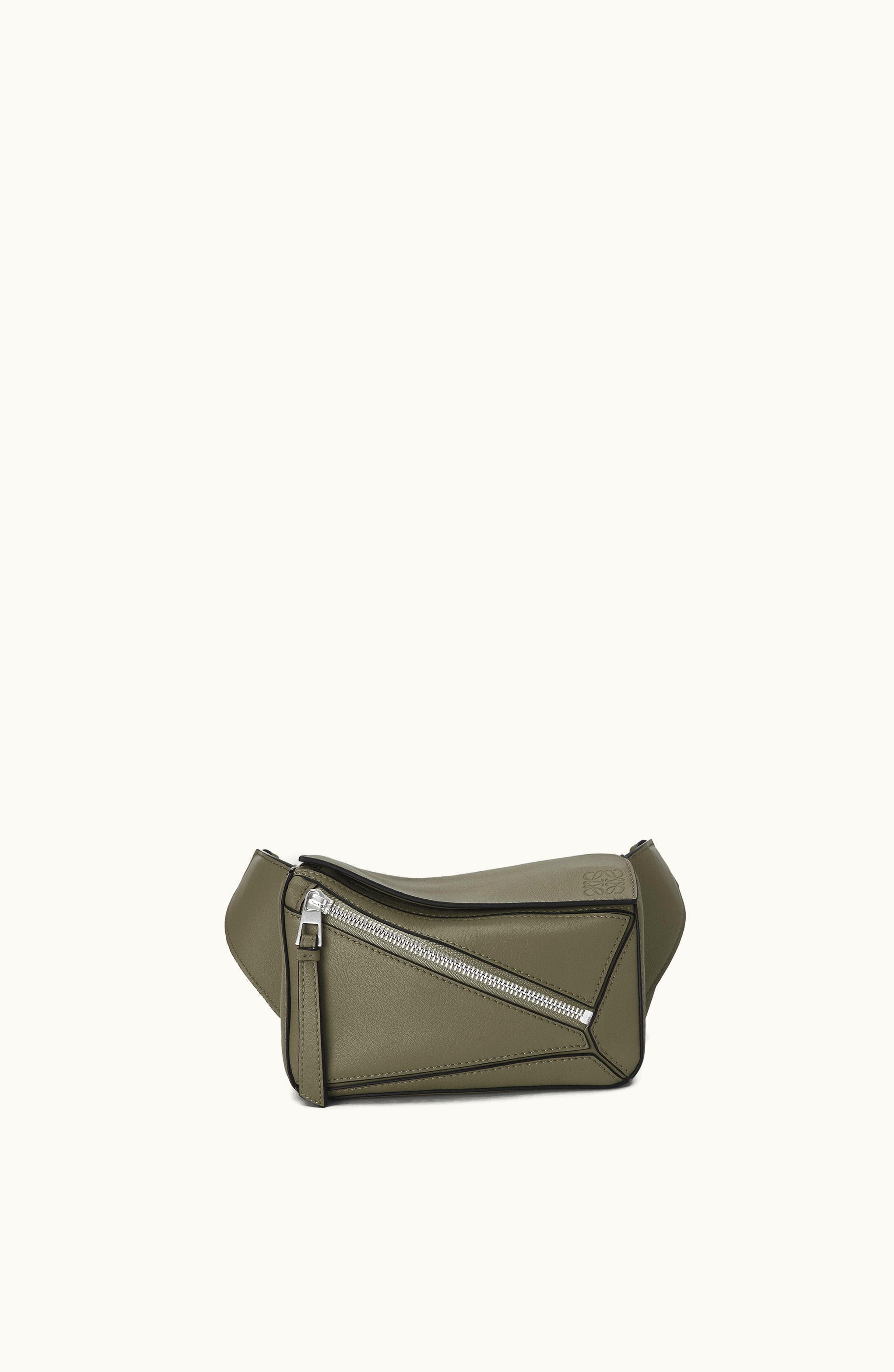 Loewe Loewe Mini Puzzle Bumbag In Classic Calfskin Khaki Green
