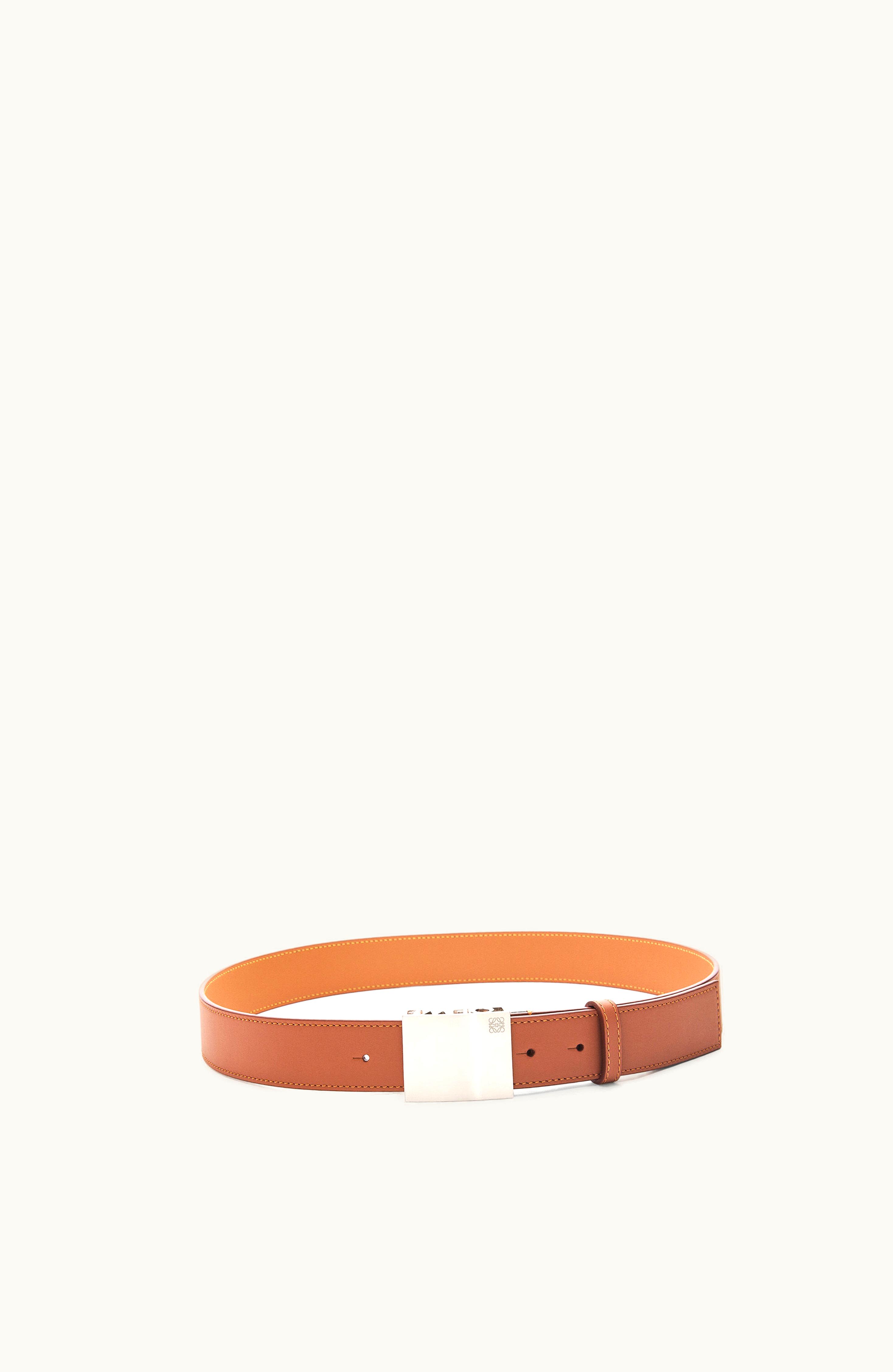Loewe Loewe Plaque Belt In Smooth Calfskin Tan / Palladium