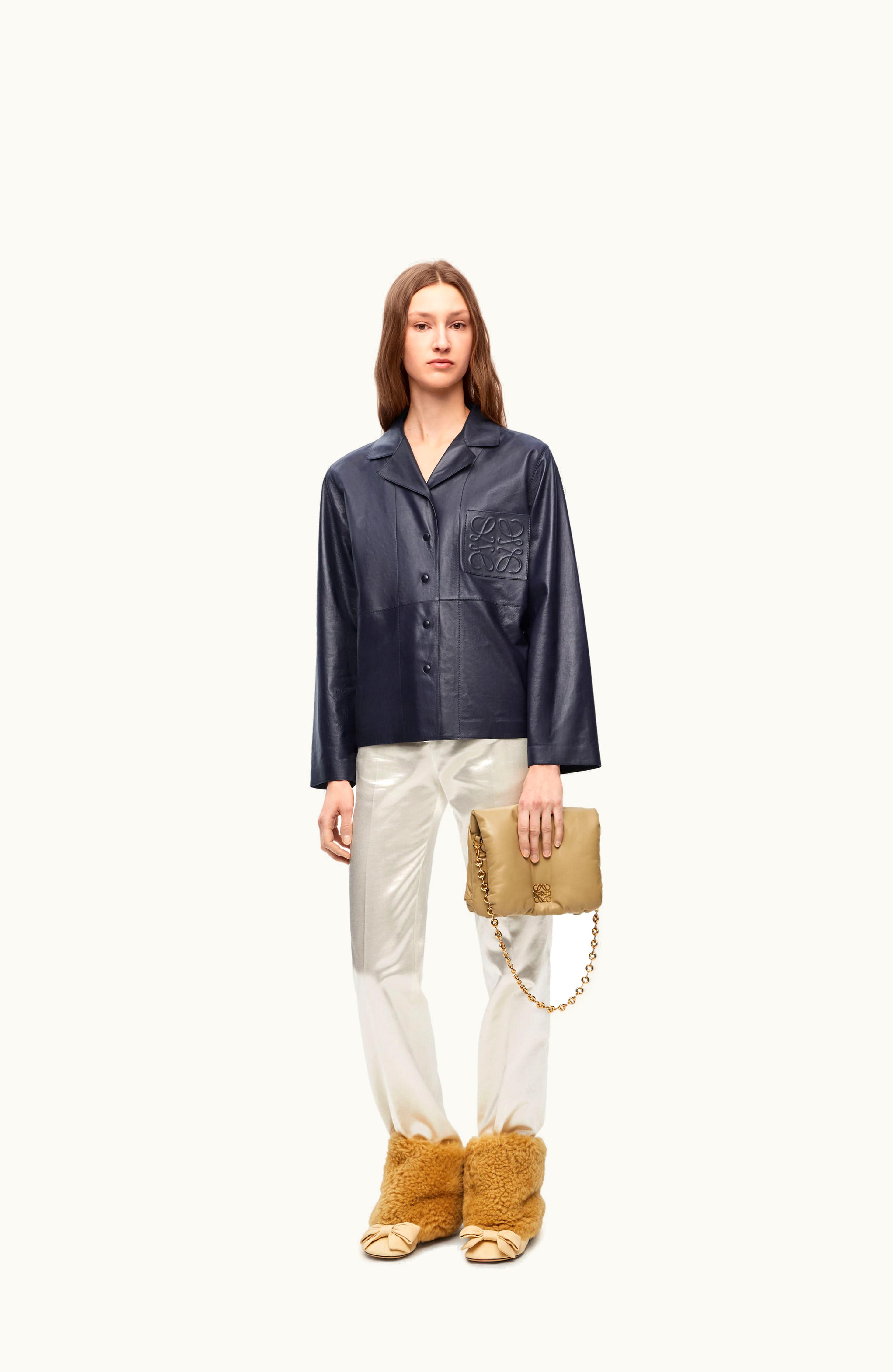 Loewe Loewe Pyjama Blouse In Nappa Lambskin Navy Blue