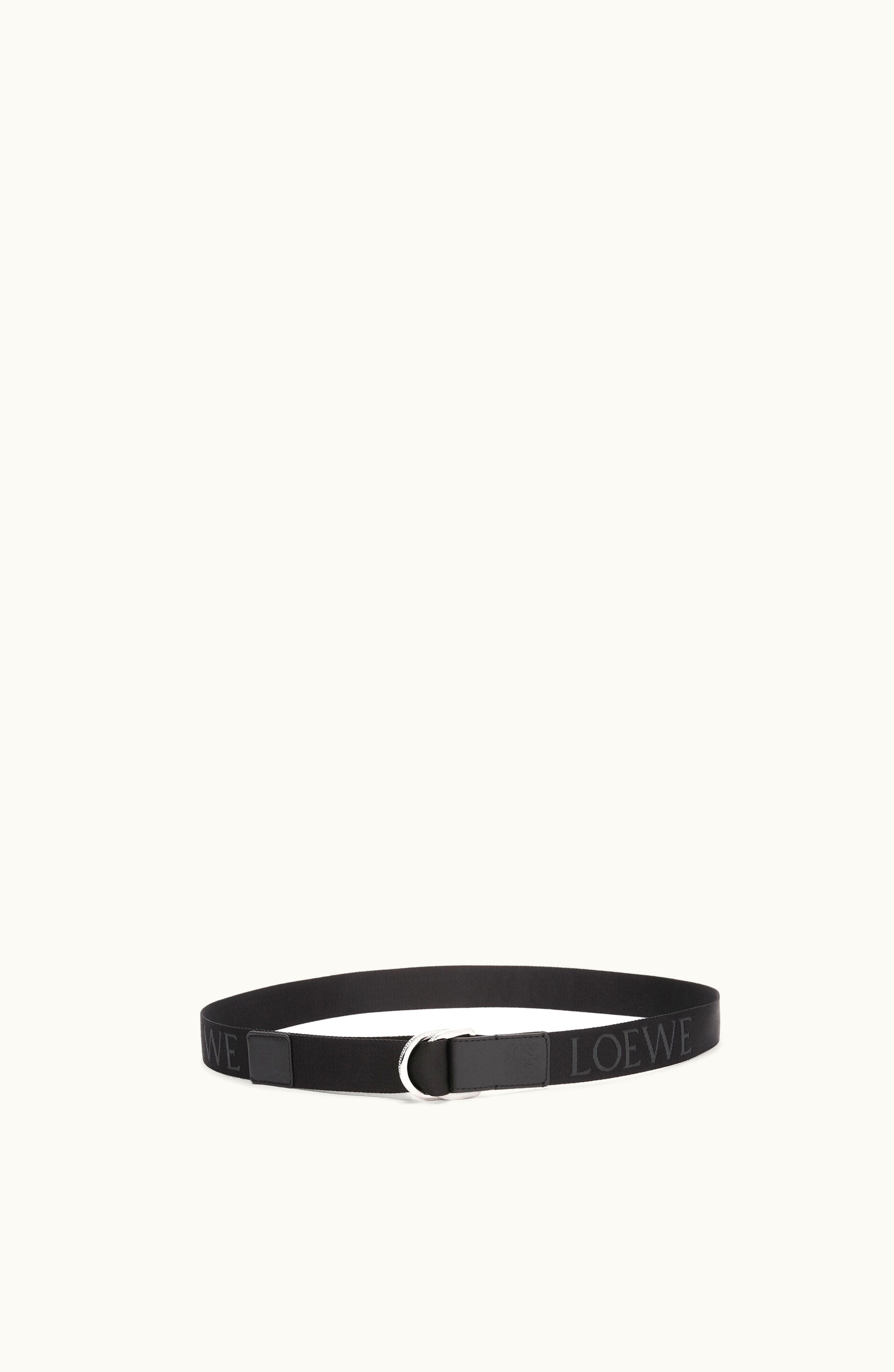 Loewe Loewe D-ring Webbing Belt In Nylon And Calfskin Black / Palladium