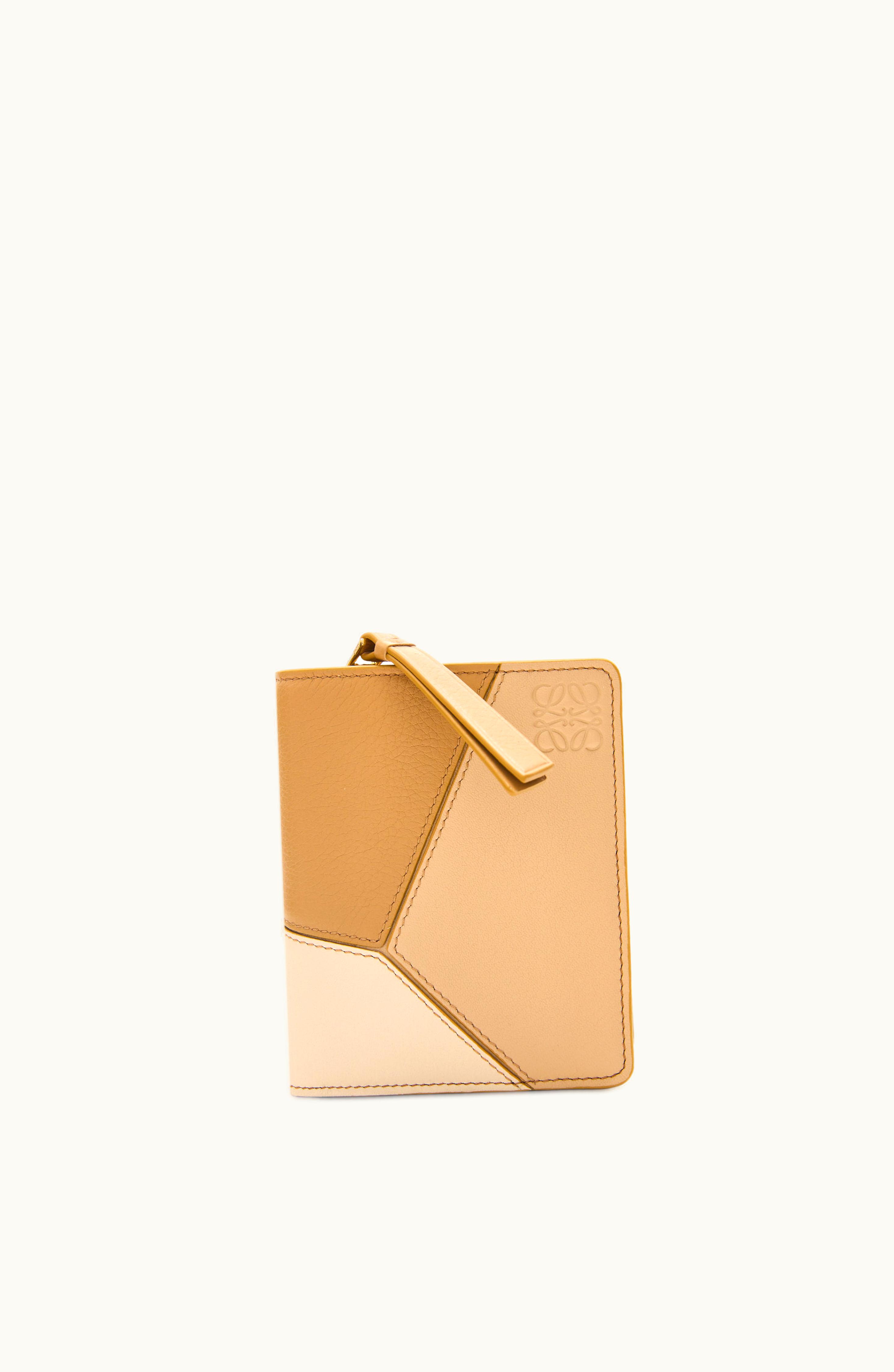 Loewe Loewe Puzzle Compact Zip Wallet In Classic Calfskin Angora / Dusty Beige / Gold