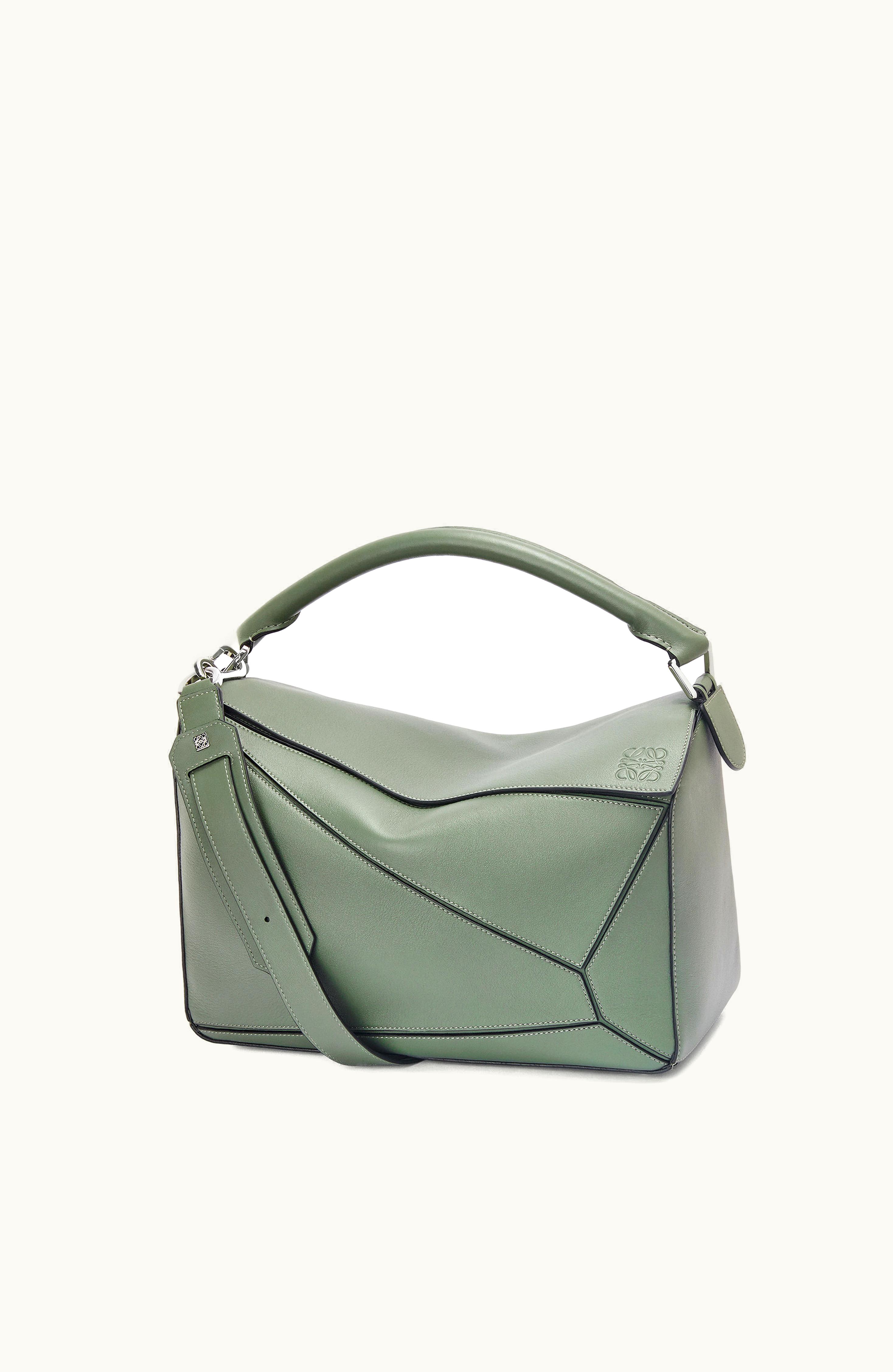 Loewe Loewe Large Puzzle Bag In Classic Calfskin Dark Sage