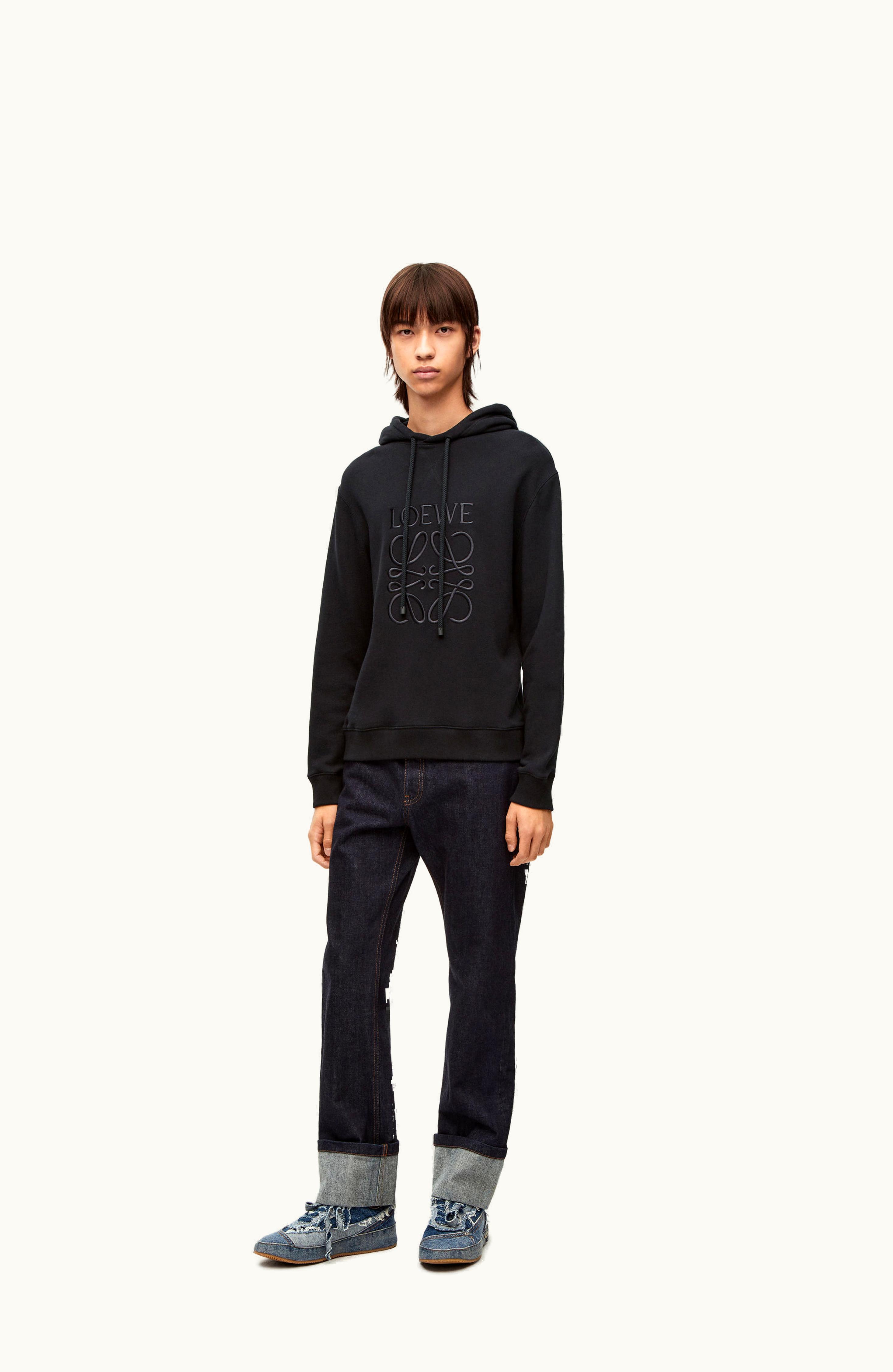 Loewe Loewe Anagram Regular Fit Hoodie In Cotton Black / Black