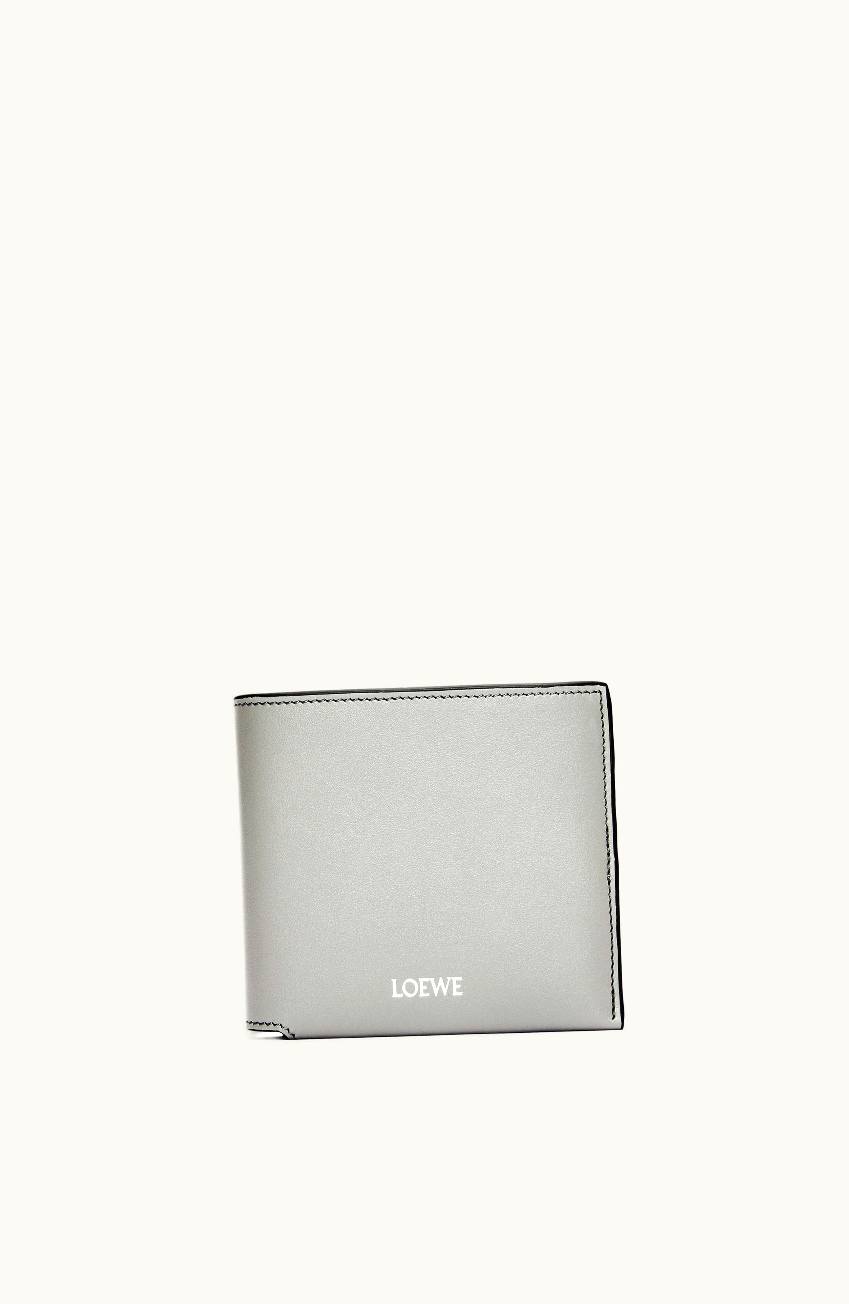 Loewe Loewe Bifold Wallet In Shiny Nappa Calfskin Pearl Grey / Dark Grey