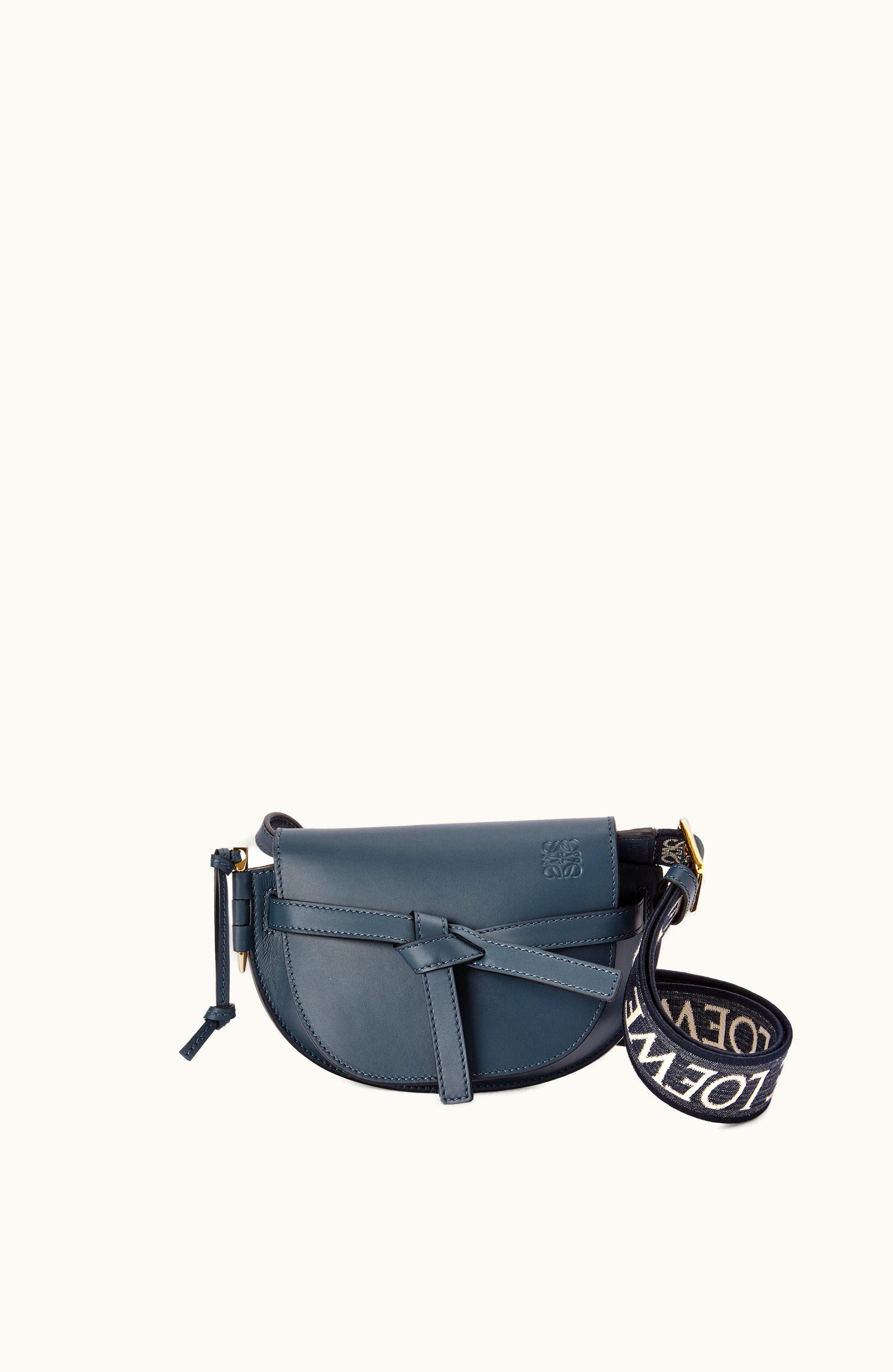Loewe Loewe Mini Gate Dual Bag In Soft Calfskin And Jacquard Onyx Blue