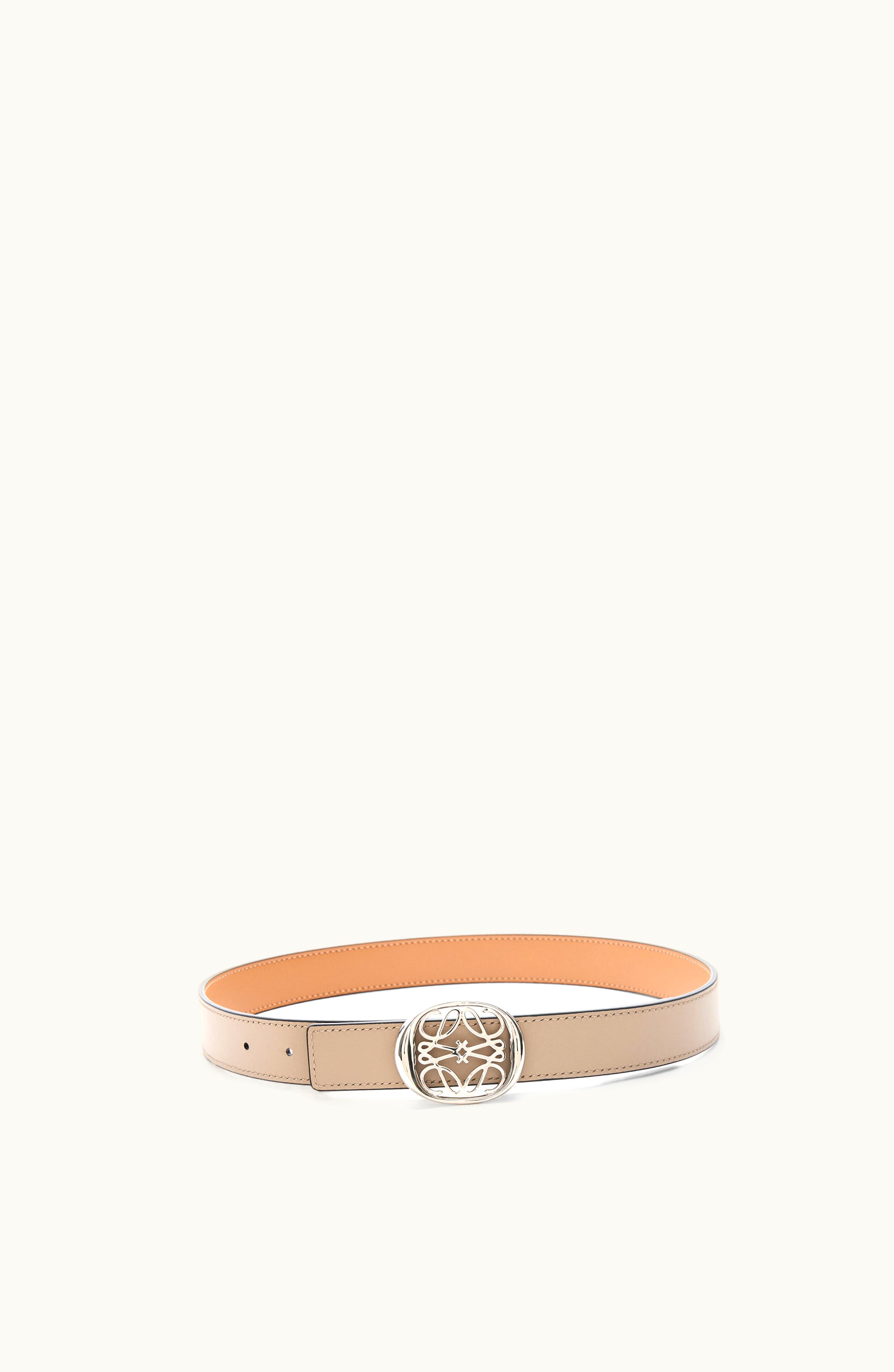 Loewe Loewe Anagram Reversible Ellipse Belt In Smooth Calfskin Warm Desert / Sand / Palladium