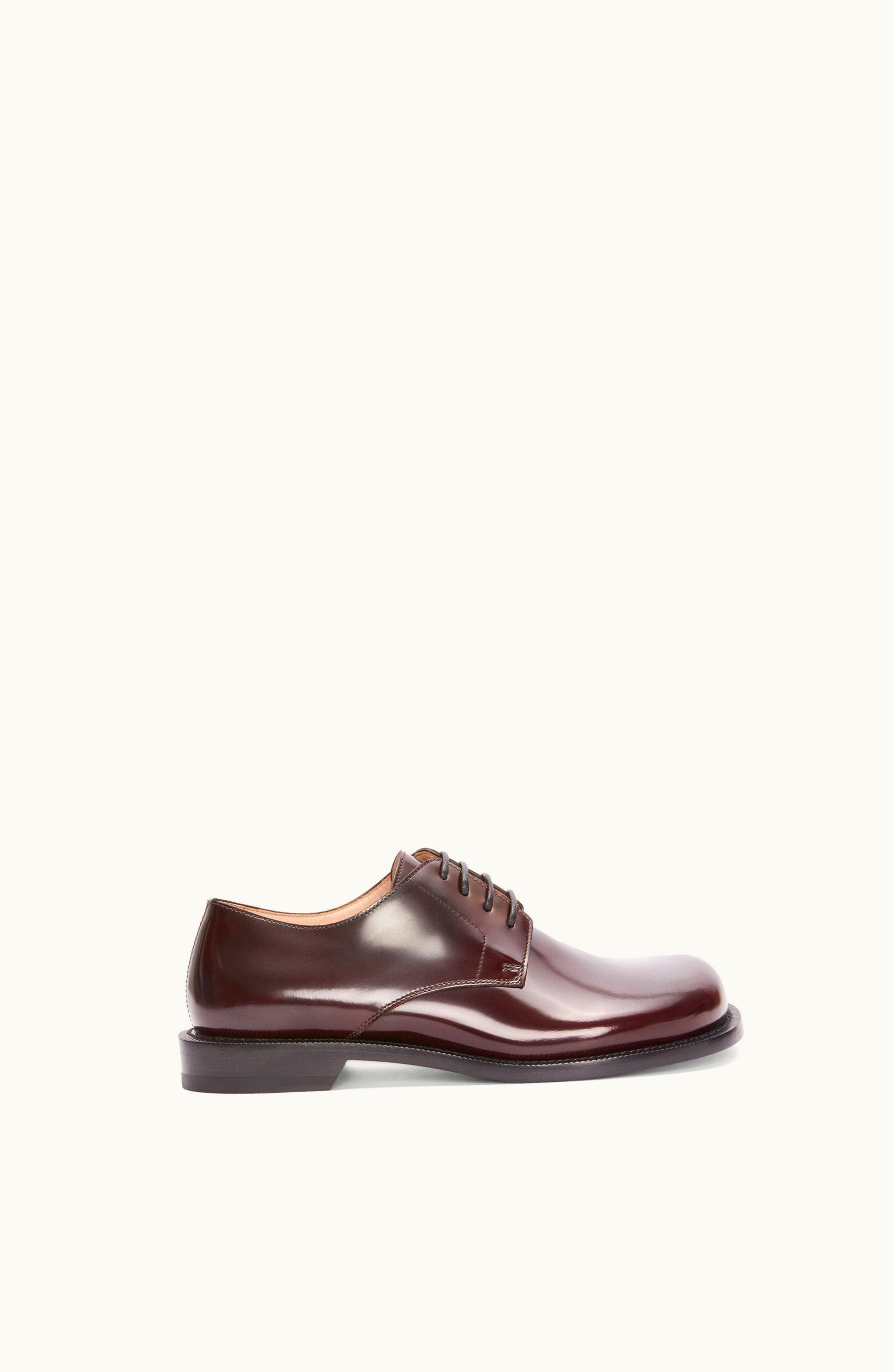 Loewe Loewe Campo Derby Shoe In Brushed Calfskin Burgundy