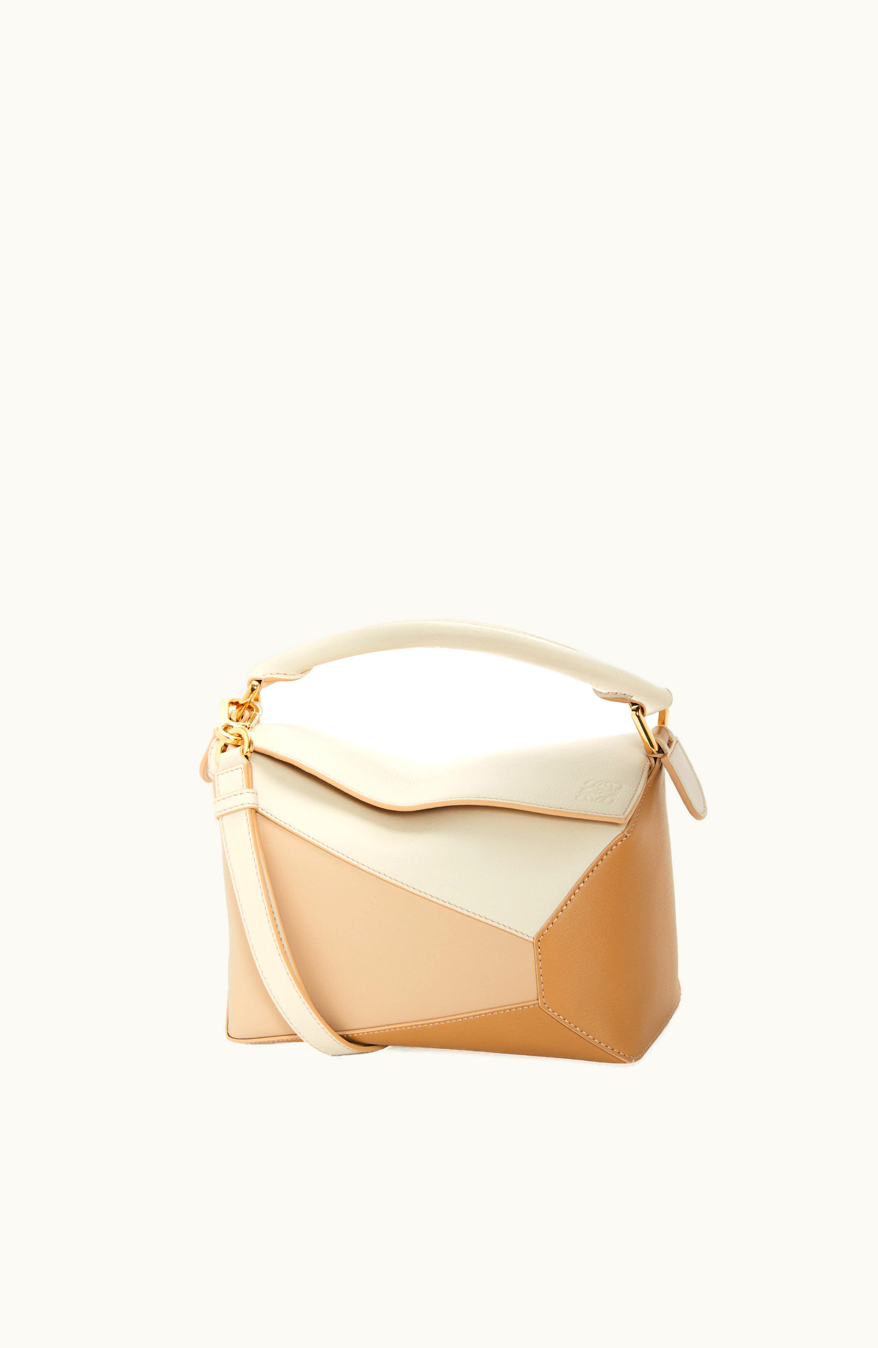 Loewe Loewe Small Puzzle Bag In Classic Calfskin Angora / Dusty Beige / Gold