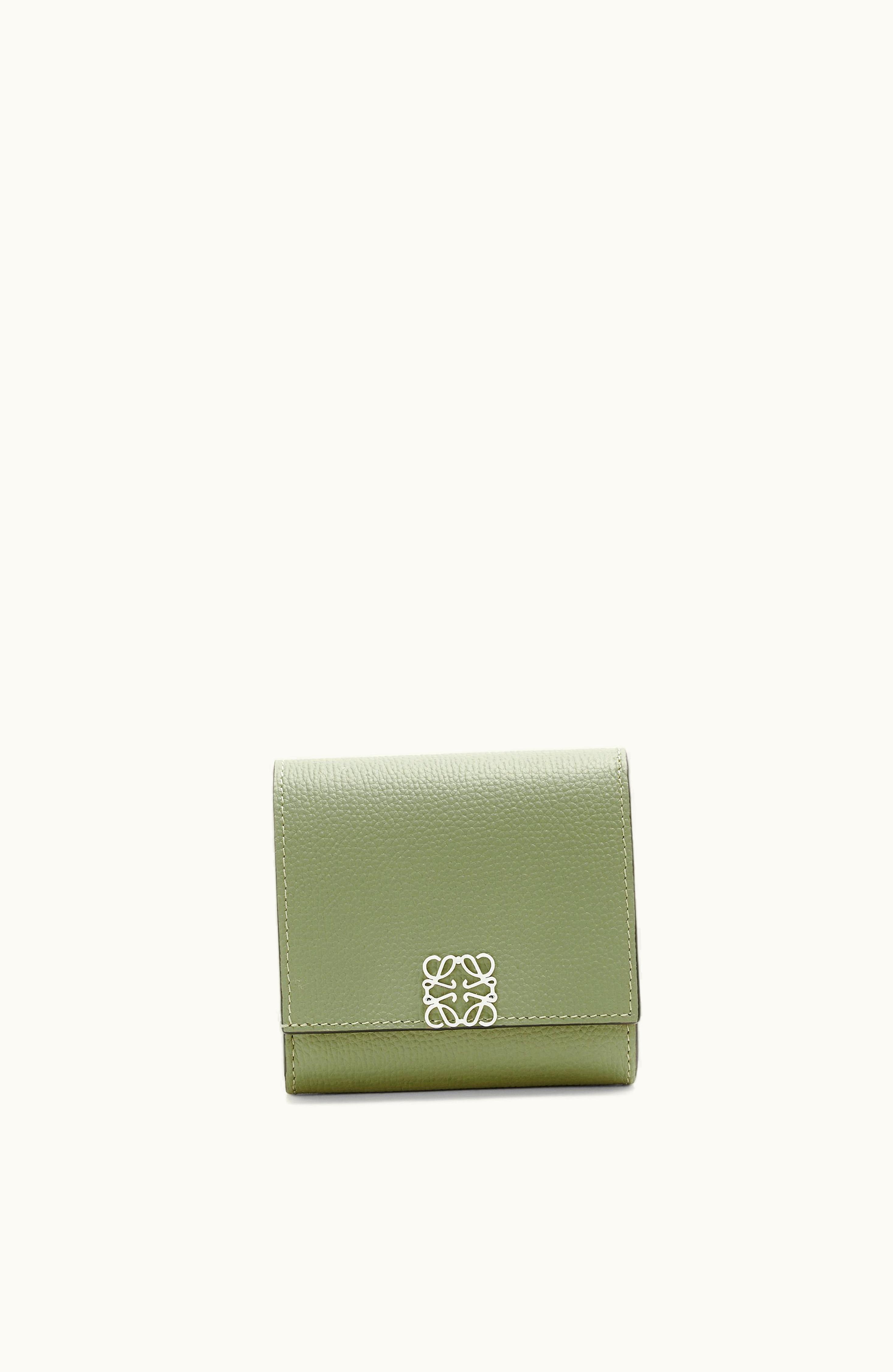 Loewe Loewe Anagram Compact Flap Wallet In Pebble Grain Calfskin Rosemary