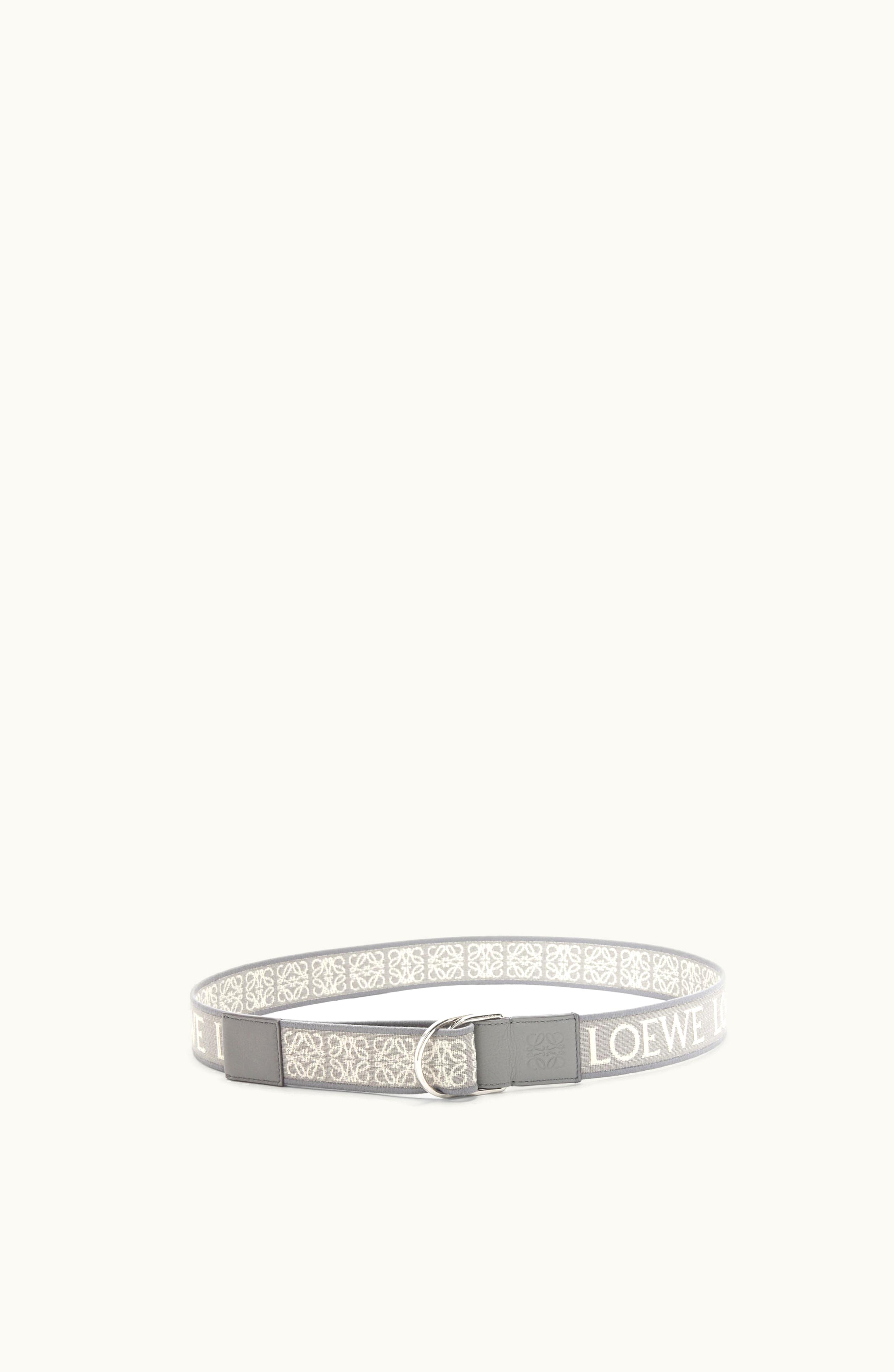 Loewe Loewe D-ring Belt In Anagram Jacquard And Calfskin Asphalt Grey
