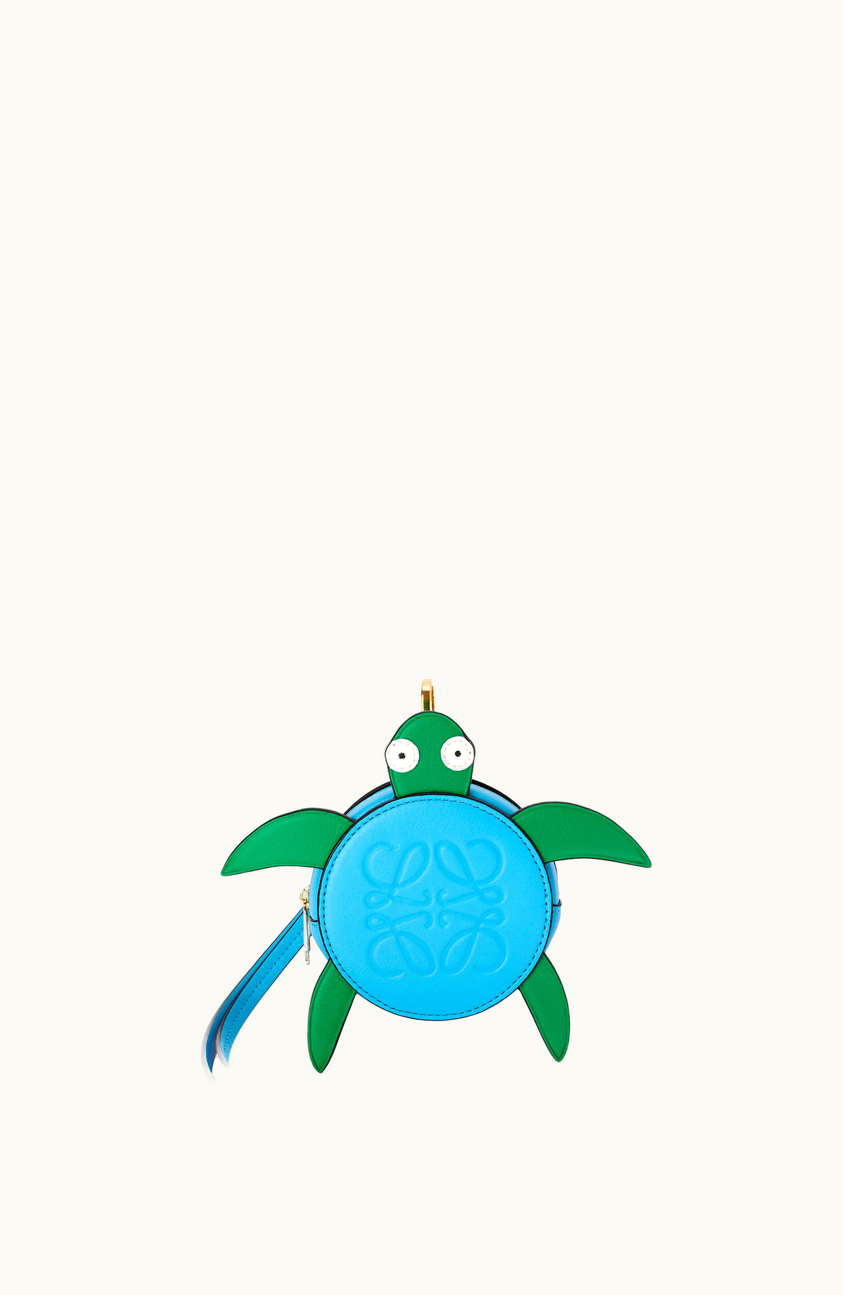 Loewe Loewe Turtle Cookie Pouch In Classic Calfskin Blue / Green