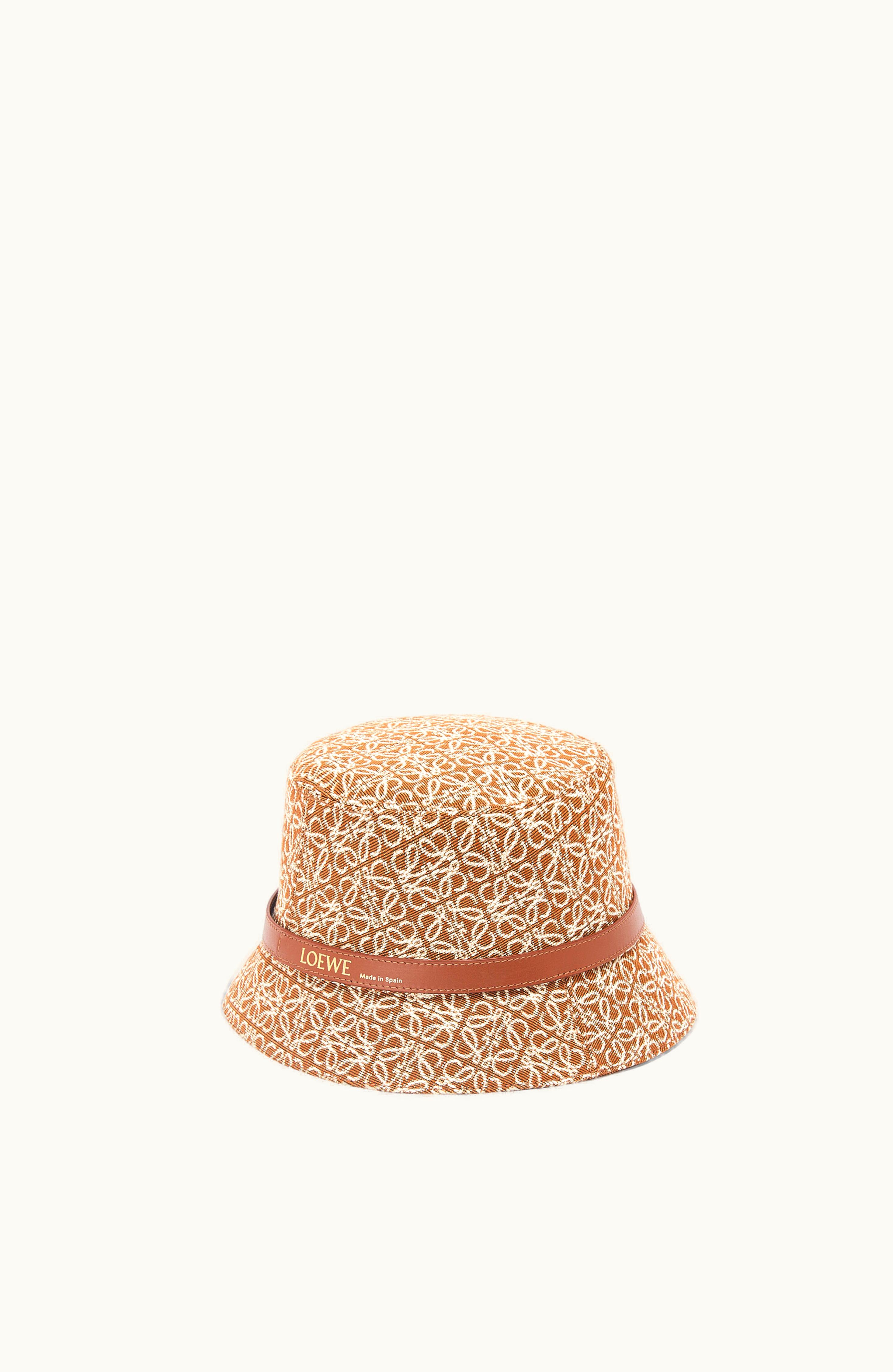Loewe Loewe Anagram Bucket Hat In Jacquard And Calfskin Tan / Pecan