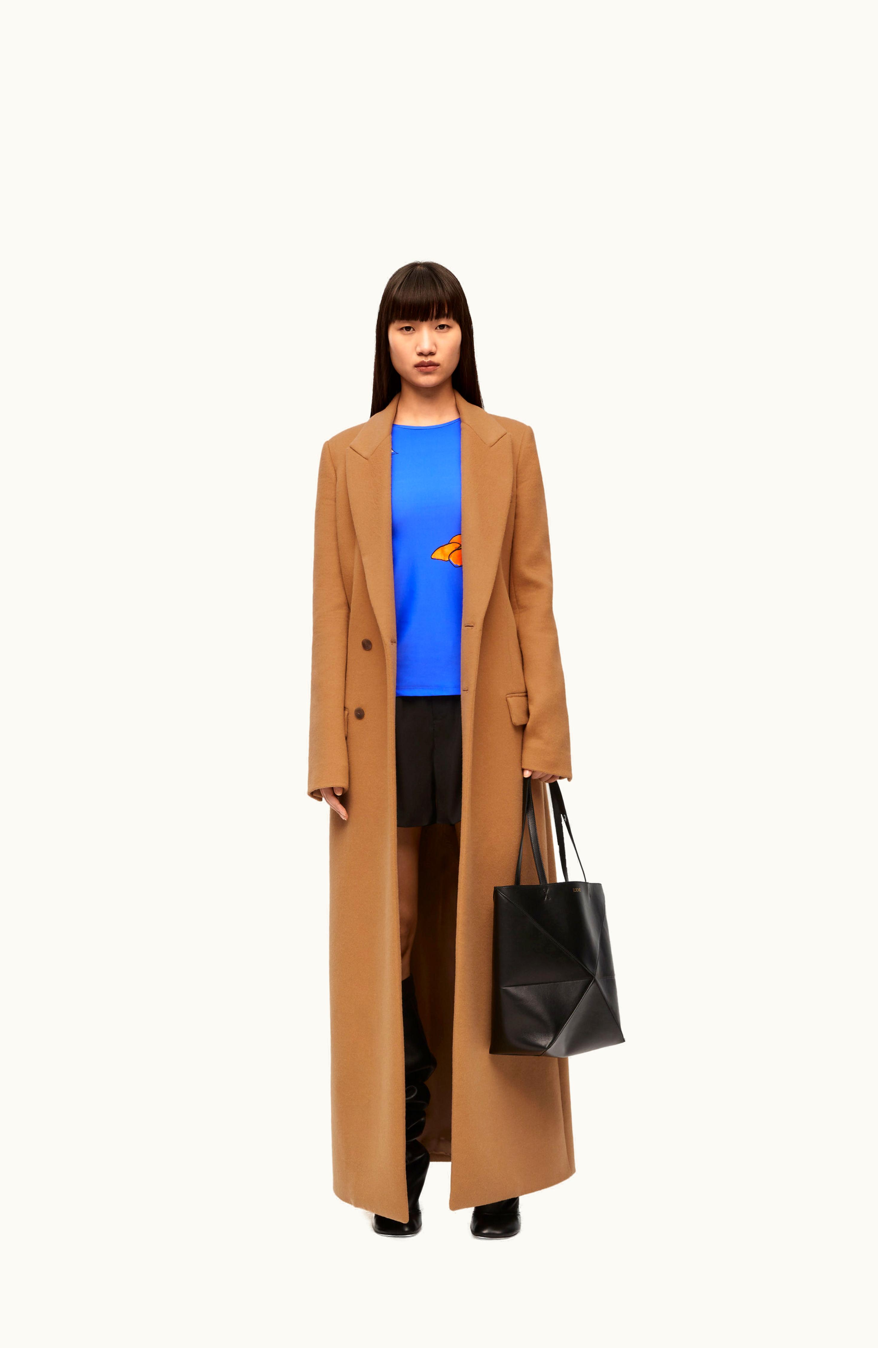 Loewe Loewe Tailored Coat In Wool And Cashmere Dark Camel