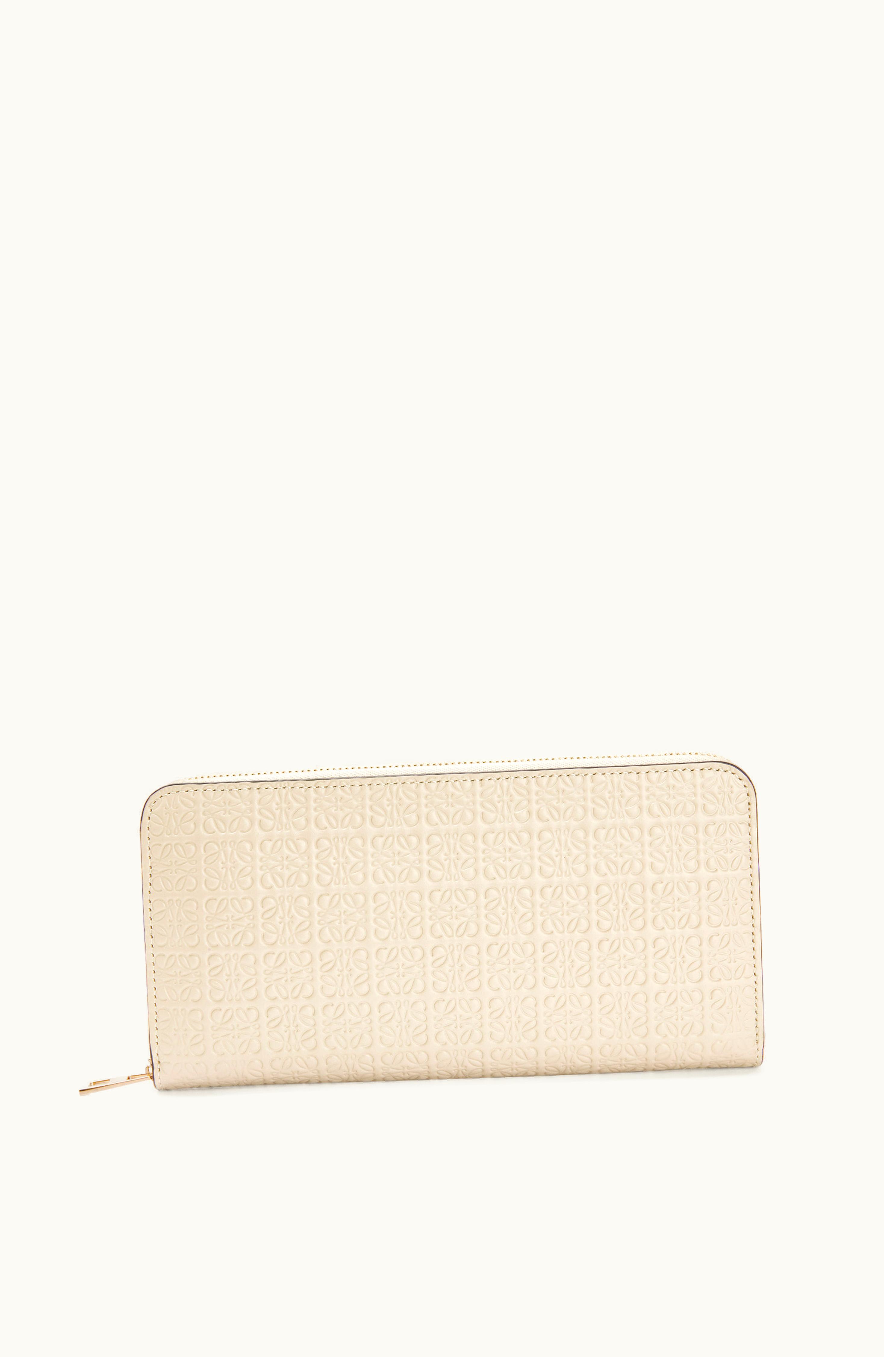 Loewe Loewe Repeat Zip Around Wallet In Embossed Silk Calfskin Light Oat