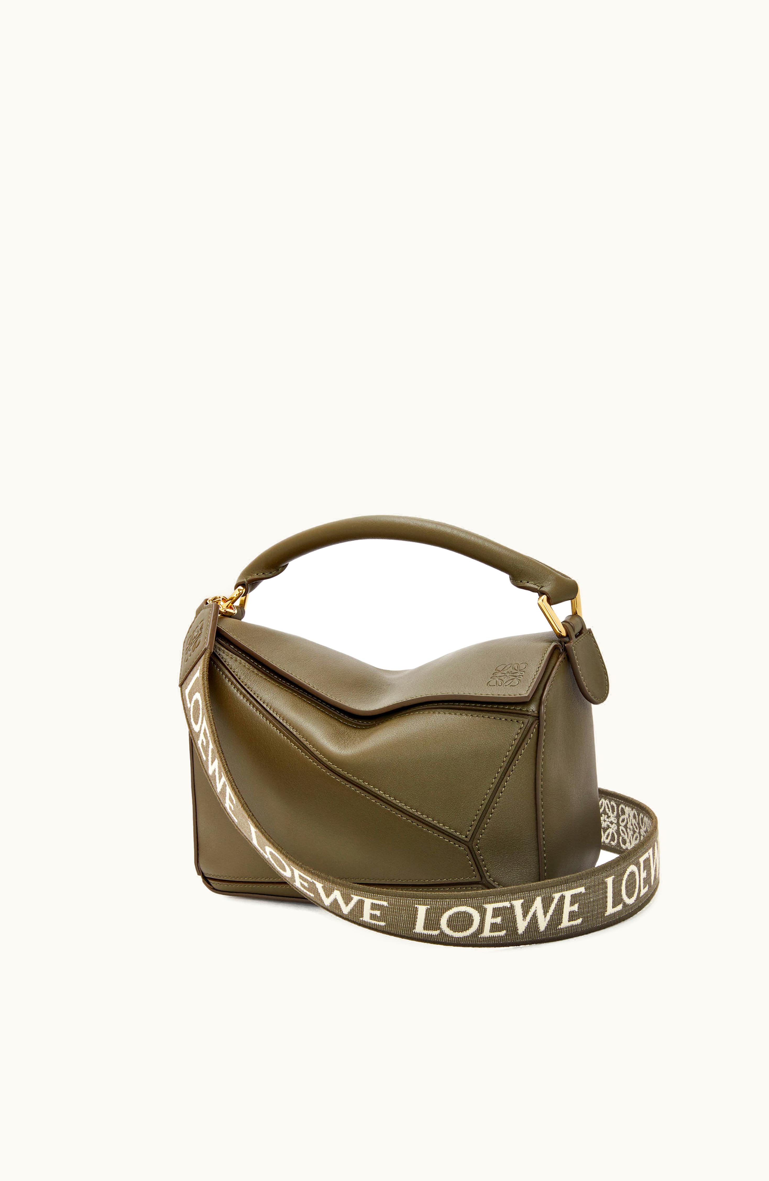 Loewe Loewe Small Puzzle Bag In Classic Calfskin & Anagram Strap In Jacquard And Calfskin